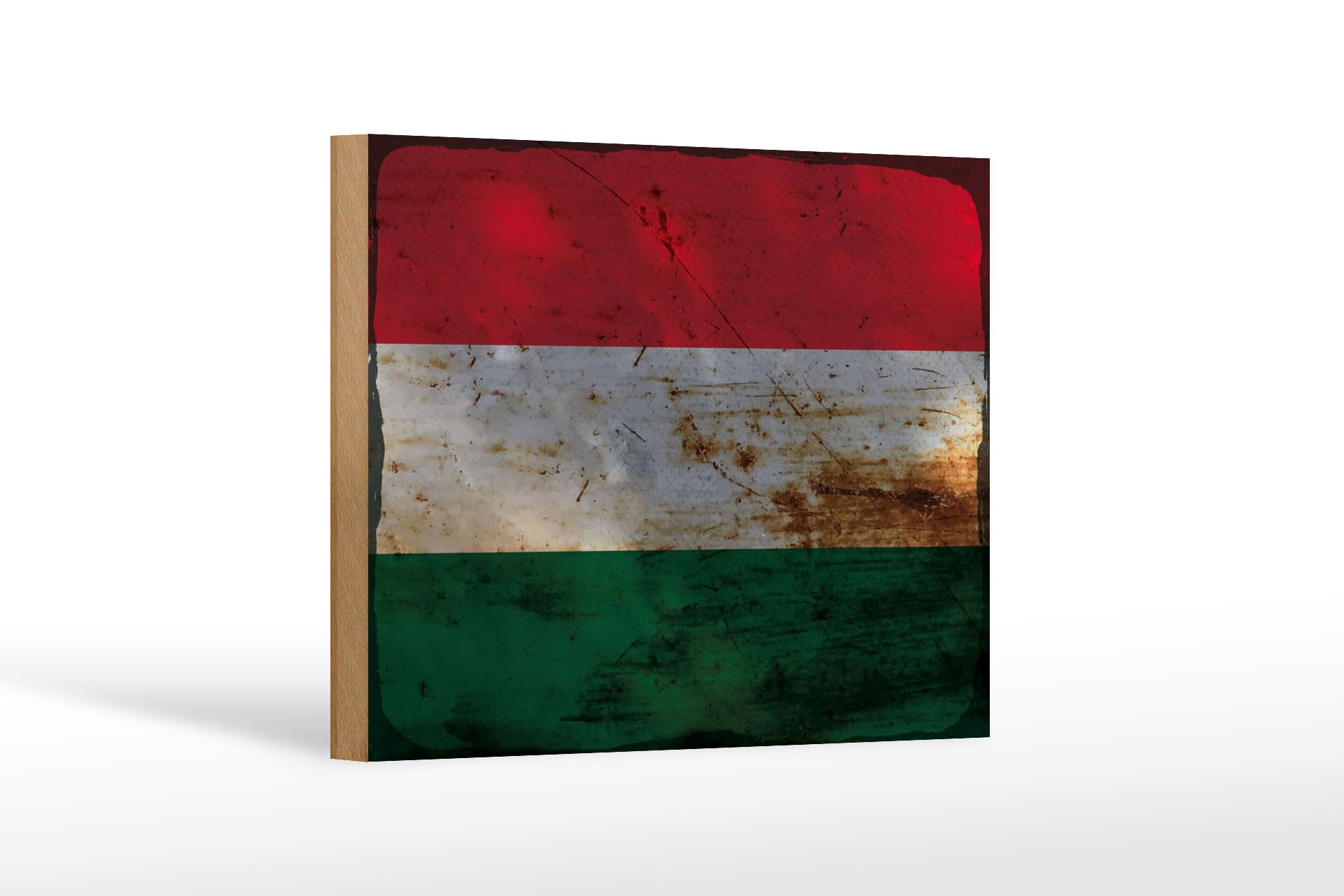 Femer GmbH Holzbild Flagge Ungarn 18x12 cm Flag of Hungary Rost, Flaggen (1 St), Glatte Holzfaserplatte (MDF), vorn beschichtet