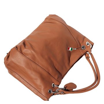 FLORENCE Schultertasche Florence Echtleder Hobo Bag Damen tan (Schultertasche), Damen Leder Schultertasche, Henkeltasche, tan, braun ca. 42cm