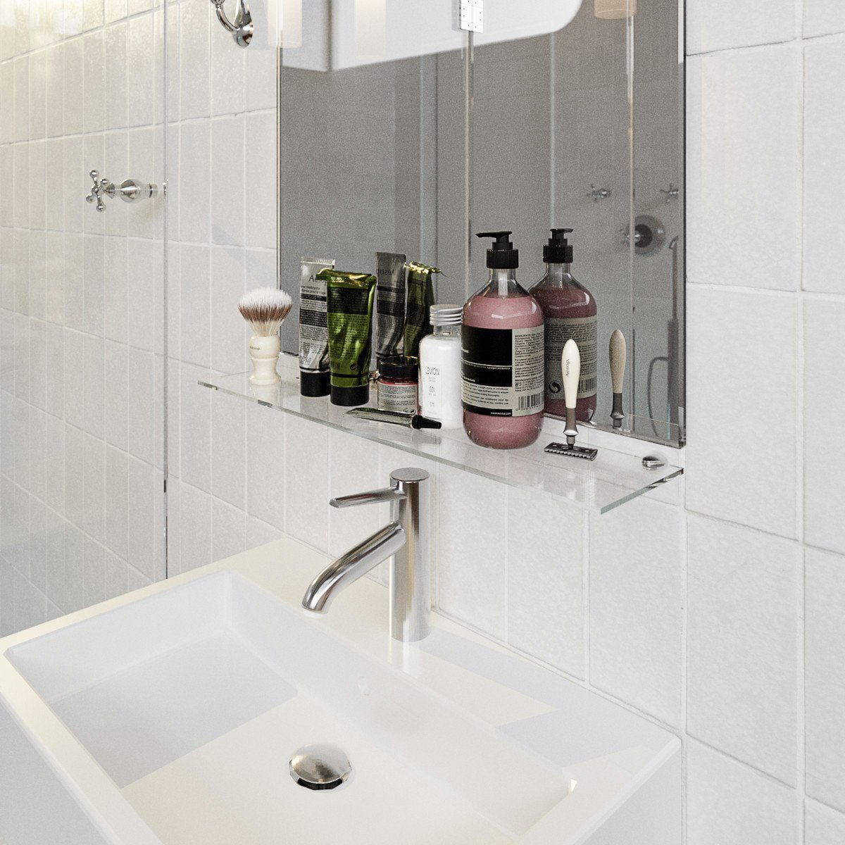 HOOZ Wandregal Glasregal, Wandablage ESG 18cm tief, rechteckig, inkl. Halter 30-100cm, Regal Glas, Platzsparende Wandboard für Dusche, Bad, Küche oder Wohnraum