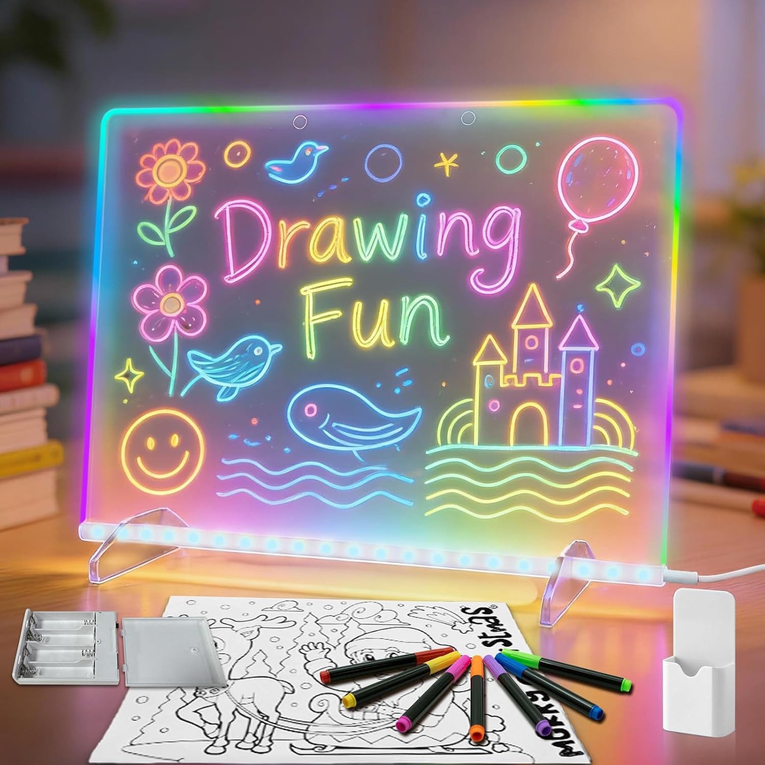 VEKROBOT Memoboard LED Leuchtboard Acryl, Nachrichten, DIY, Geschenk, leuchtende Tafel, (Set, 1-tlg., Halloween-Geschenk – LED-Acrylboard für Nachrichten & Notizen), Leuchtender Tischbuchstabe – Nachrichtentafel, Geschenk & Spielzeug