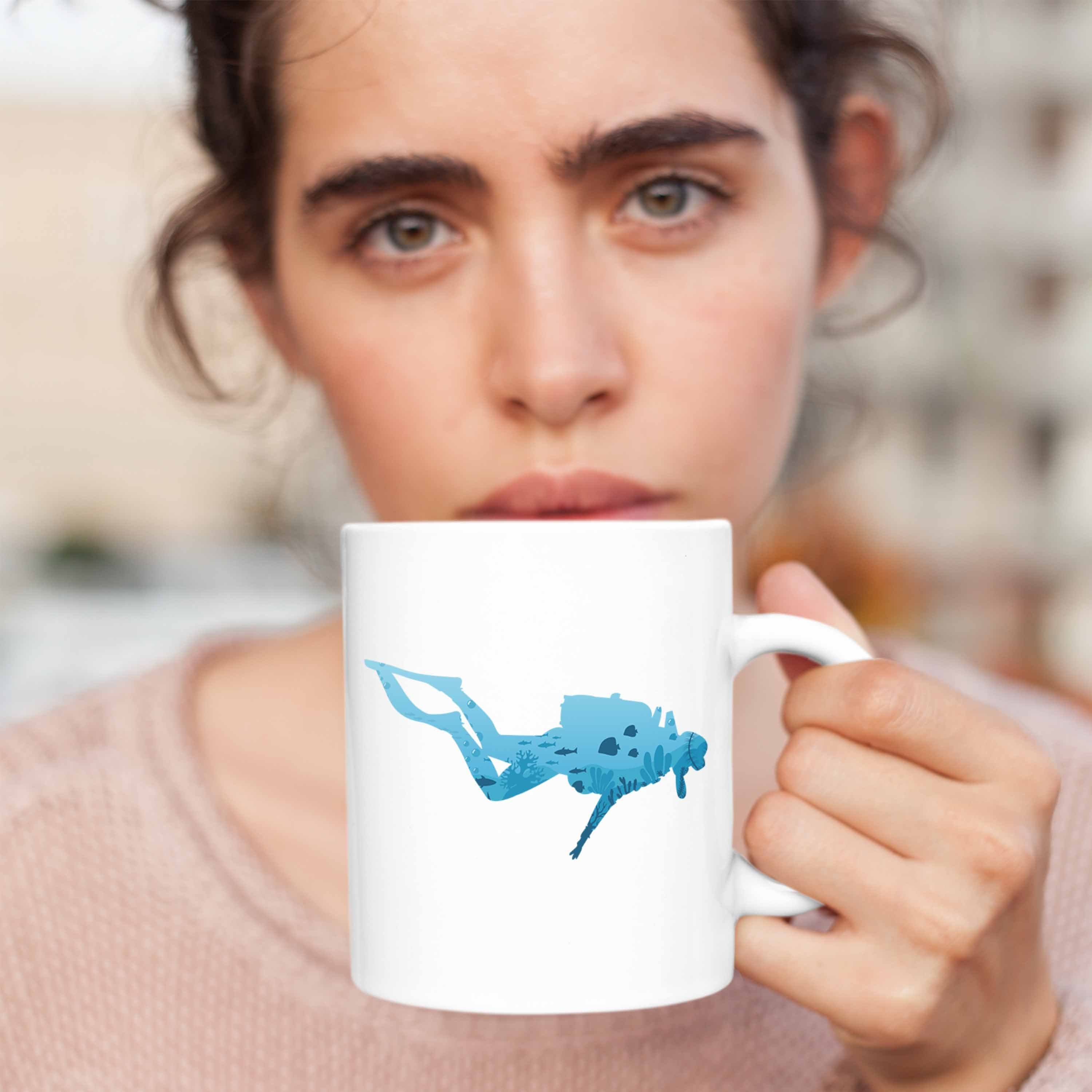 Geschenk Meer Tasse Taucher Trendation Grafik Geschenkidee Tasse Tauchlehrer - Lustig Trendation See Weiss für Tauchsport Tauchen