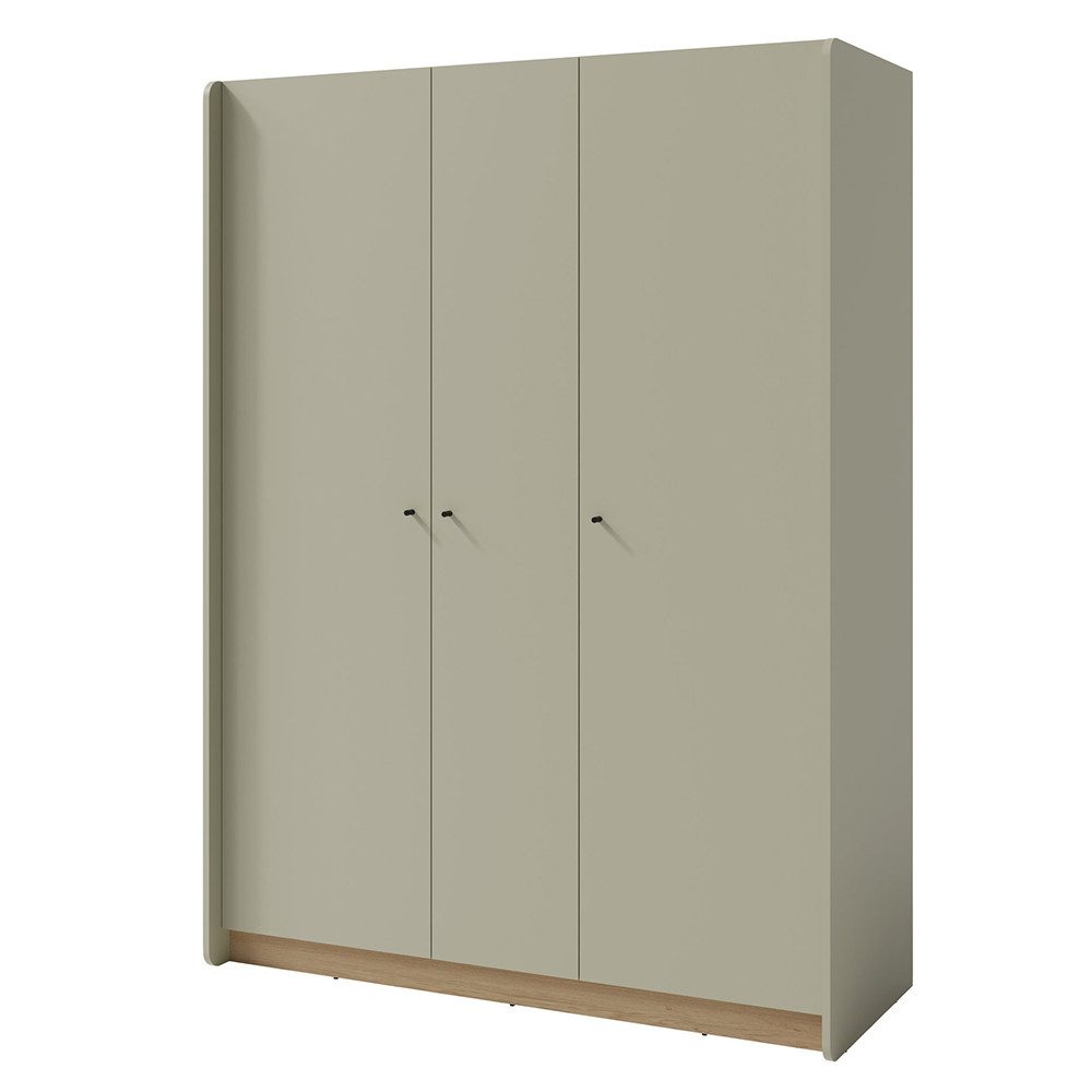 Lomadox Kleiderschrank ALAMO-133 eukalyptusgrün mit Eiche Nb., 3-türig, 1 Kleiderstange