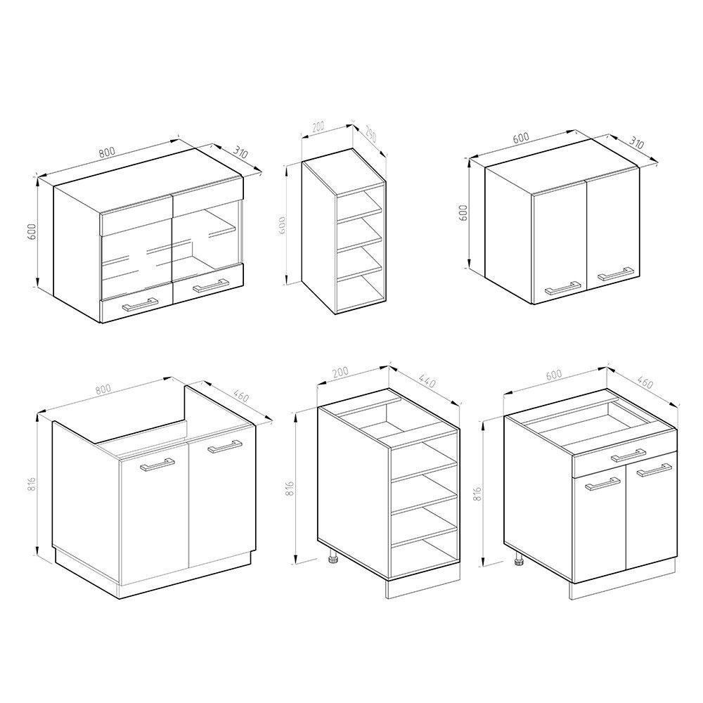 Vicco Küchenzeile R-Line, Goldkraft Eiche/Anthrazit, Ohne günstig online kaufen