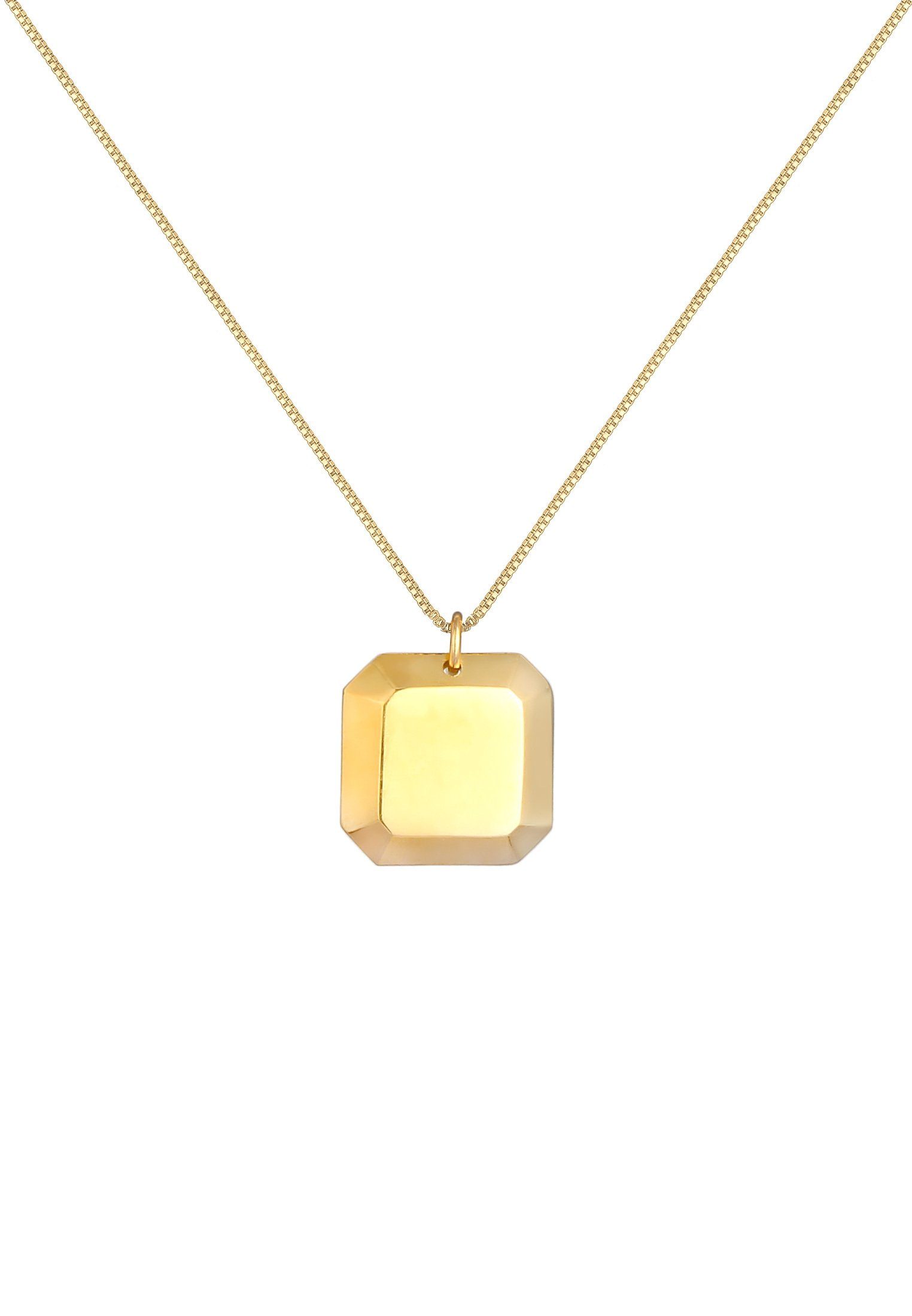 Geo Viereck Silber, Elli Anhänger Quadrat Gold 925 mit Anhänger Kette Venezianer