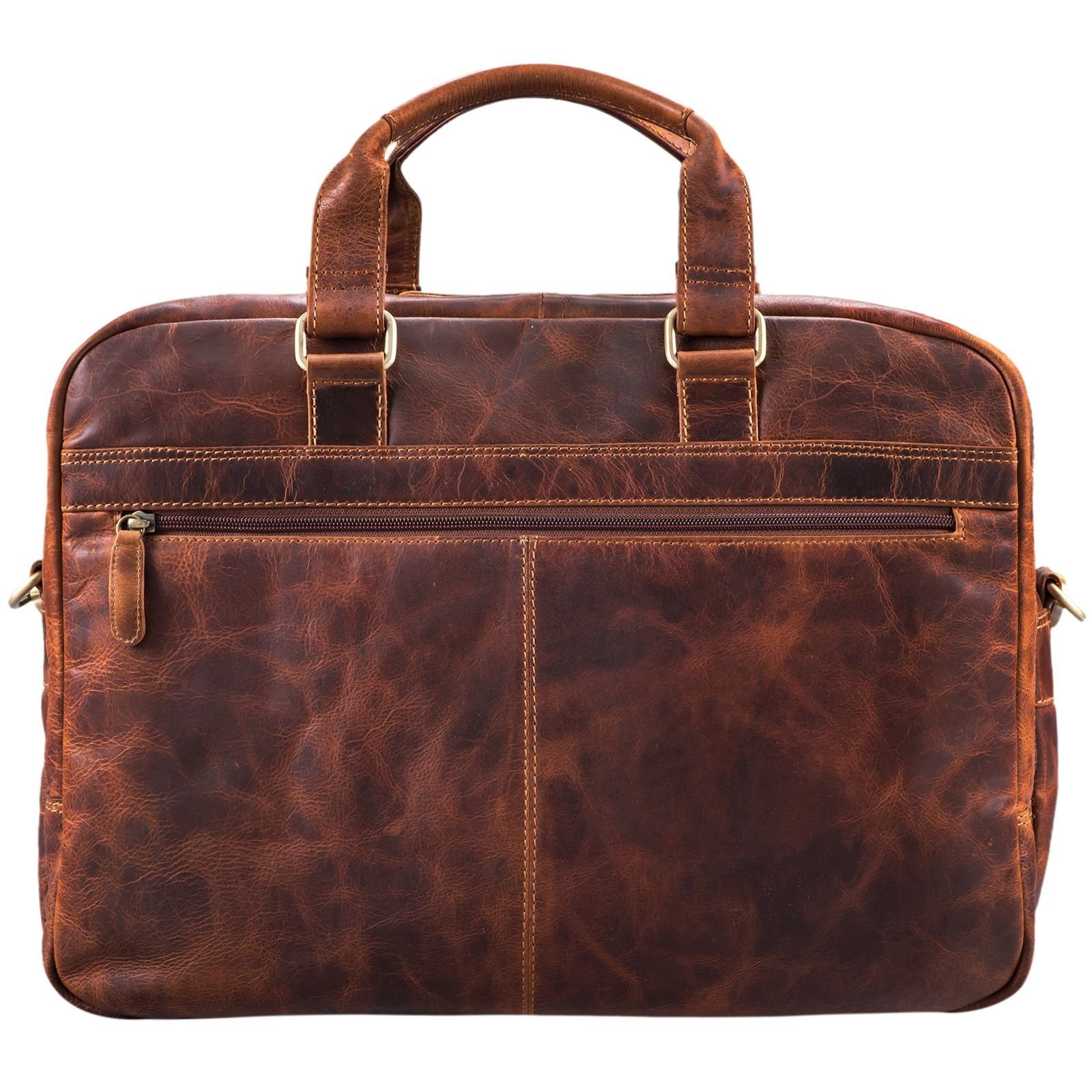 STILORD Laptoptasche Nico groß Leder cognac kara - Umhängetasche