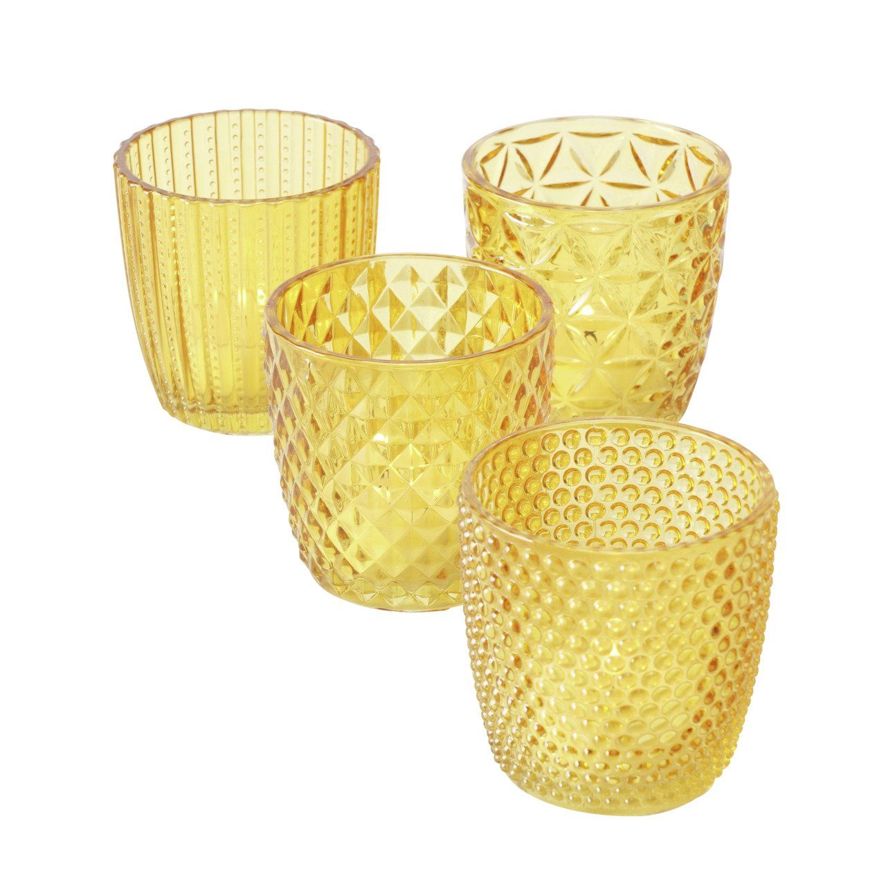BOLTZE Windlicht Set Marilu 4-tlg gelb Deko-Gläser Kerzenständer Ã¸ 8,  Boltze | Windlichter