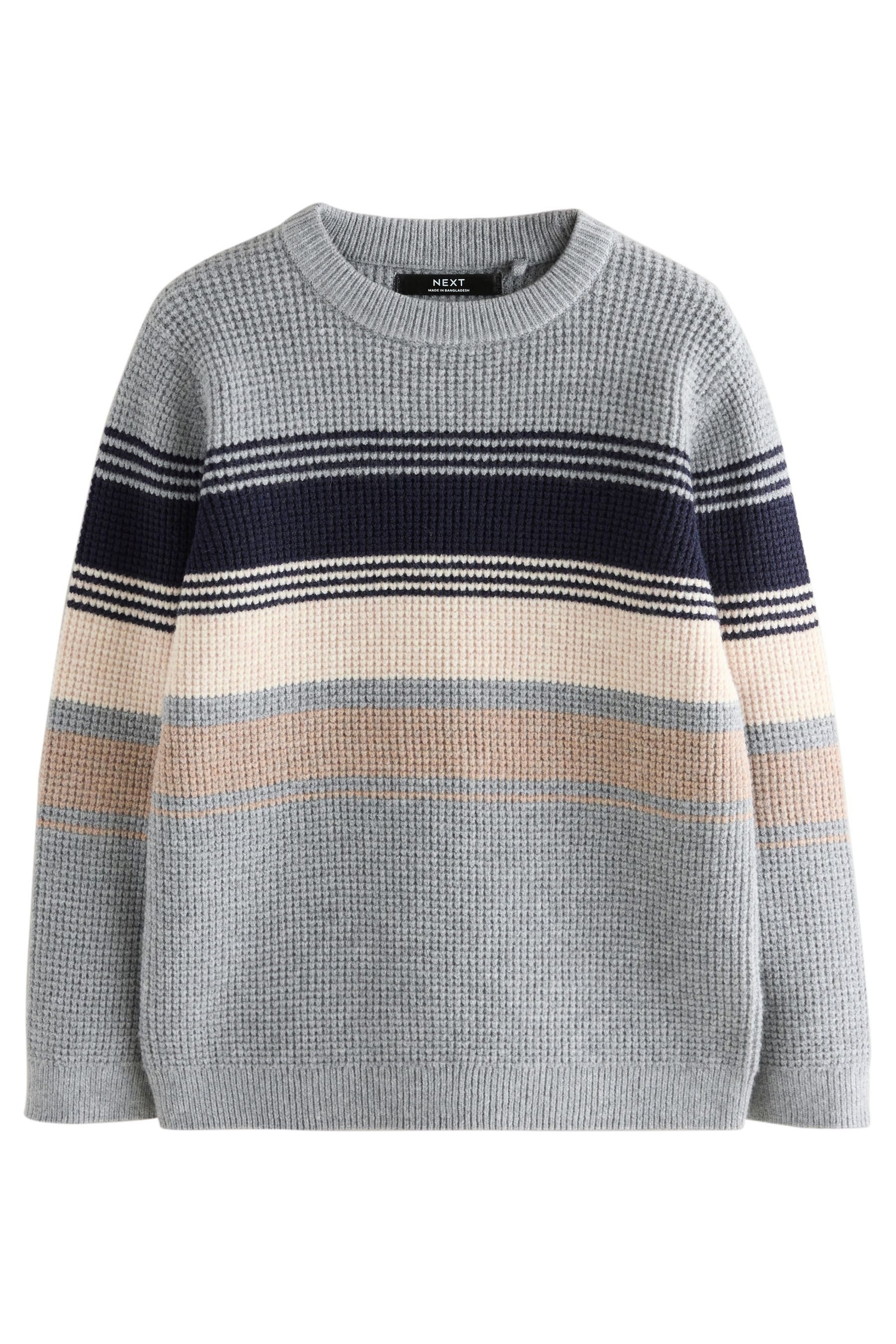 Rundhalspullover Rundhals-Strickpullover mit Farbblock-Streifen
