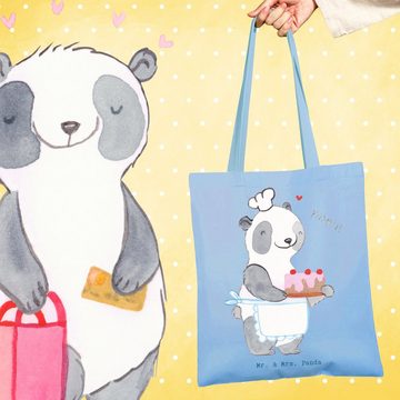 Mr. & Mrs. Panda Tragetasche Panda Backen - Sky Blue - Geschenk, Danke, Hobbybäcker, Kuchen backen (1-tlg), Design-Highlight