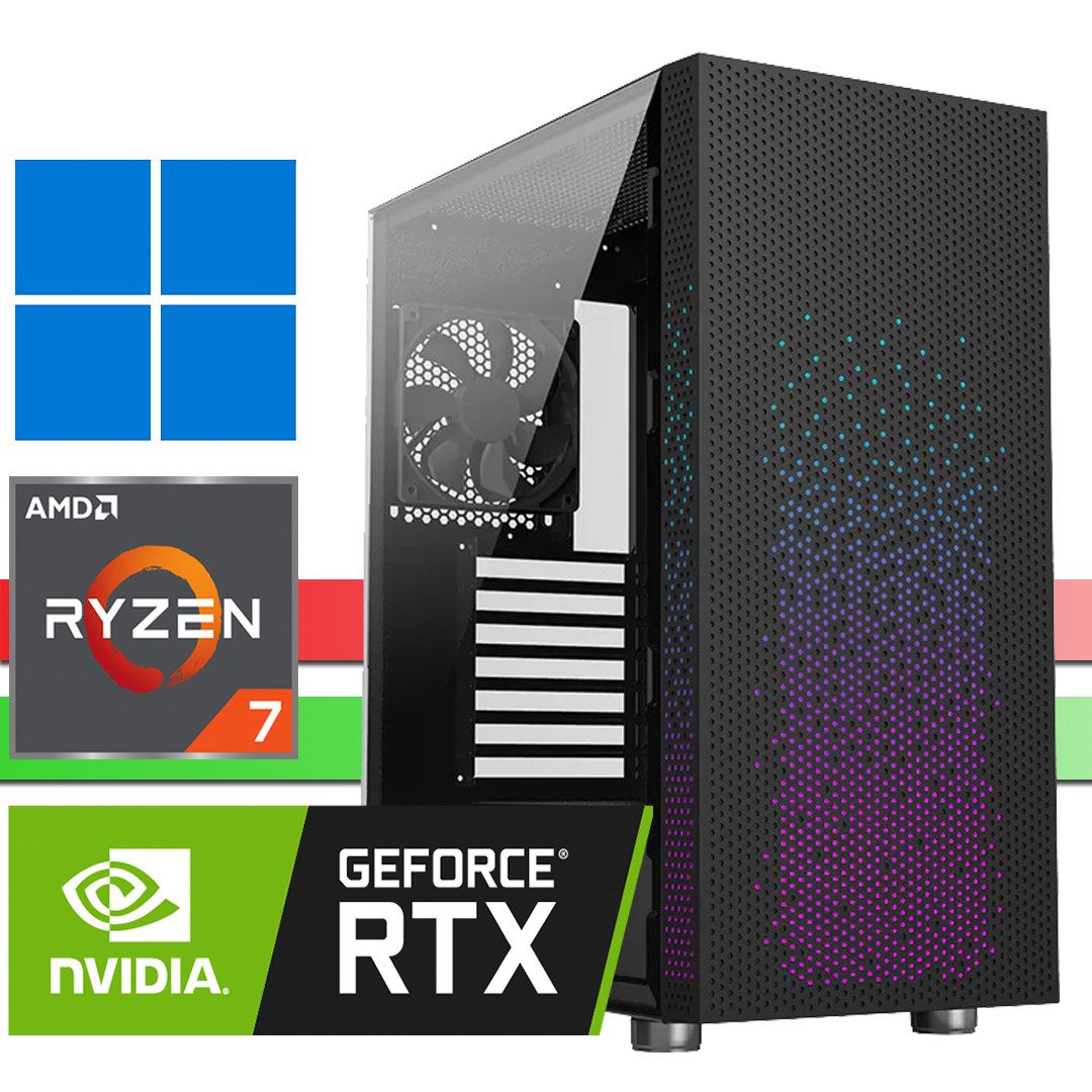 X-HARDWARE X-Gaming Computer 5700X, 32GB RAM, 1000GB NVMe SSD + bis zu 4TB HDD Gaming-PC (AMD Ryzen 7 5700X, GeForce RTX 4060, 32 GB RAM, 0 GB HDD, 1000 GB SSD, Luftkühlung, Windows 11 Professional)