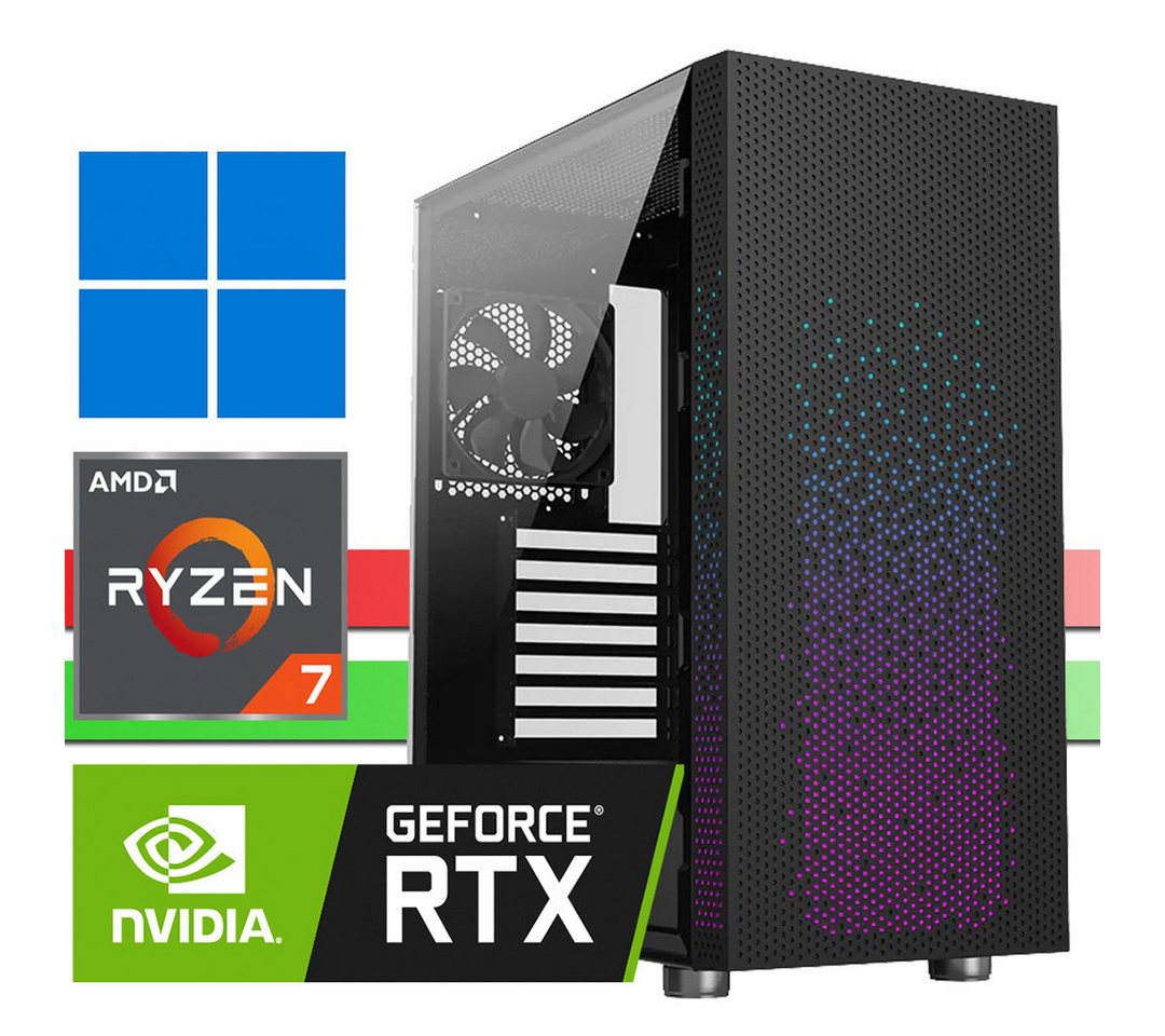 X-HARDWARE X-Gaming Computer 5700X, 32GB RAM, 256GB SSD + bis zu 4TB HDD Gaming-PC (AMD Ryzen 7 5700X, Nvidia GeForce RTX 4060Ti, 32 GB RAM, 0 GB HDD, 256 GB SSD, Luftkühlung, Windows 11 Professional)