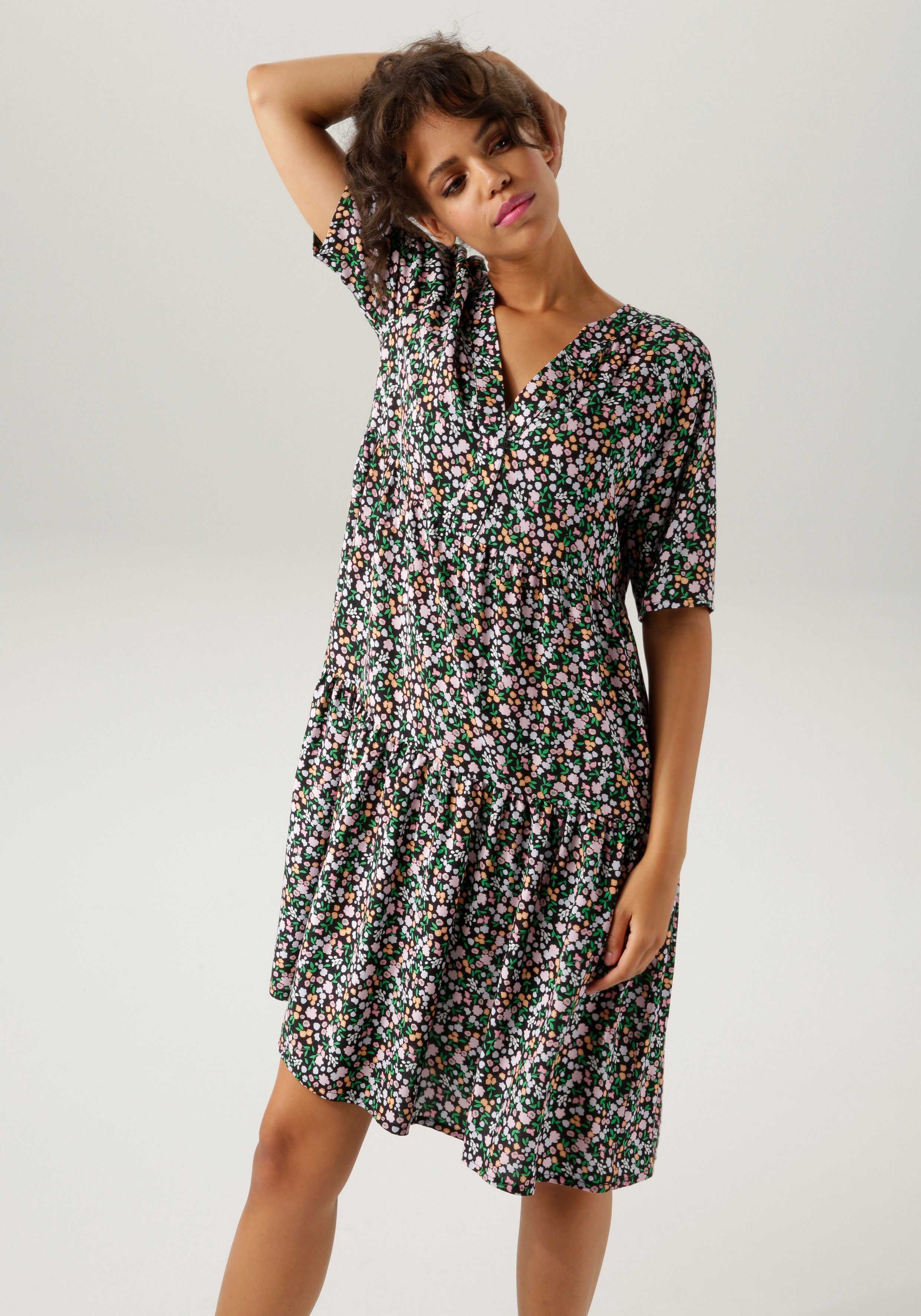 Sommerkleid Minimal-Blumendruck Aniston CASUAL buntem mit