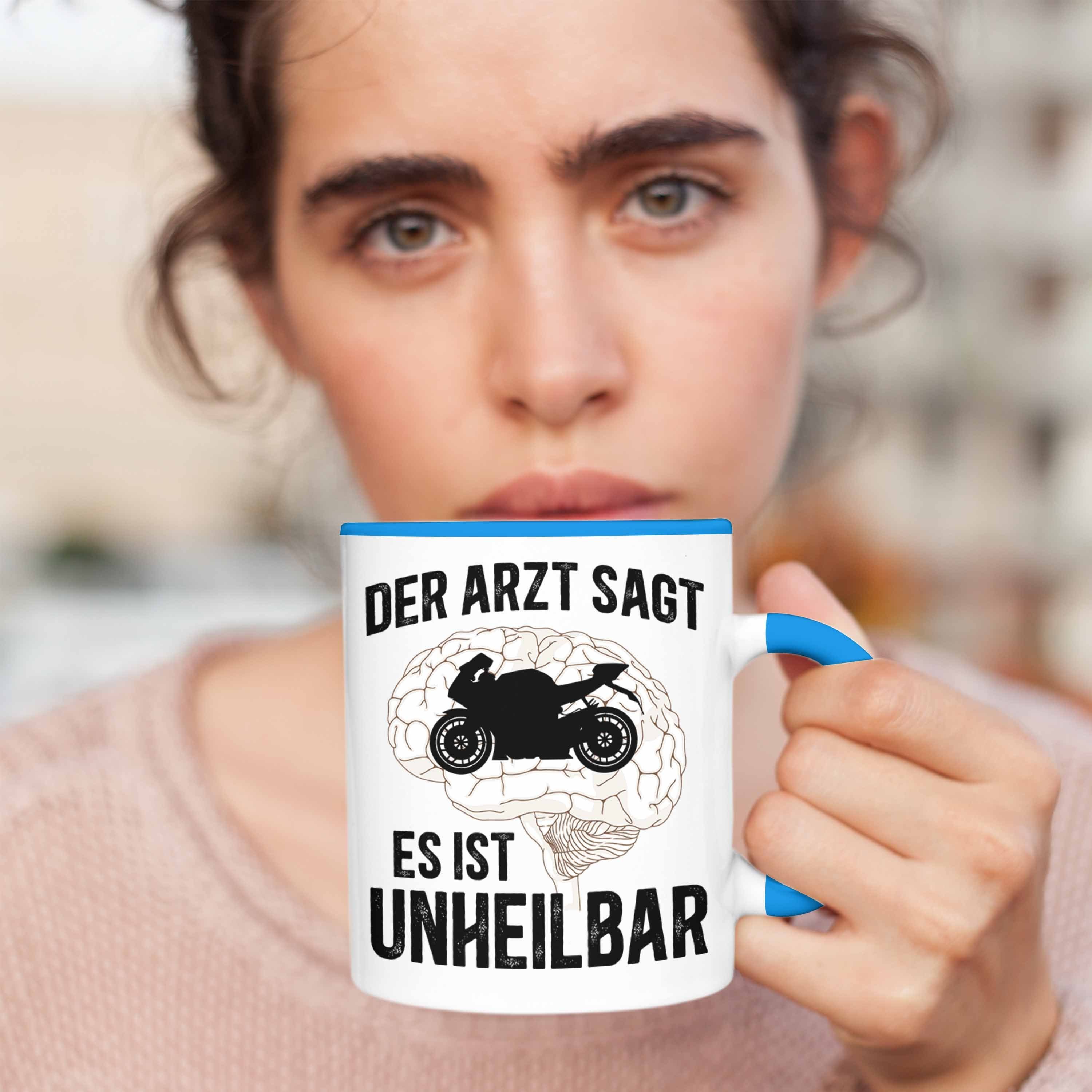 Spruch Herren Geschenk Blau Trendation Motorrad Männer Trendation Motorradfahrer Kaffeetasse - Biker mit Tasse für Tasse