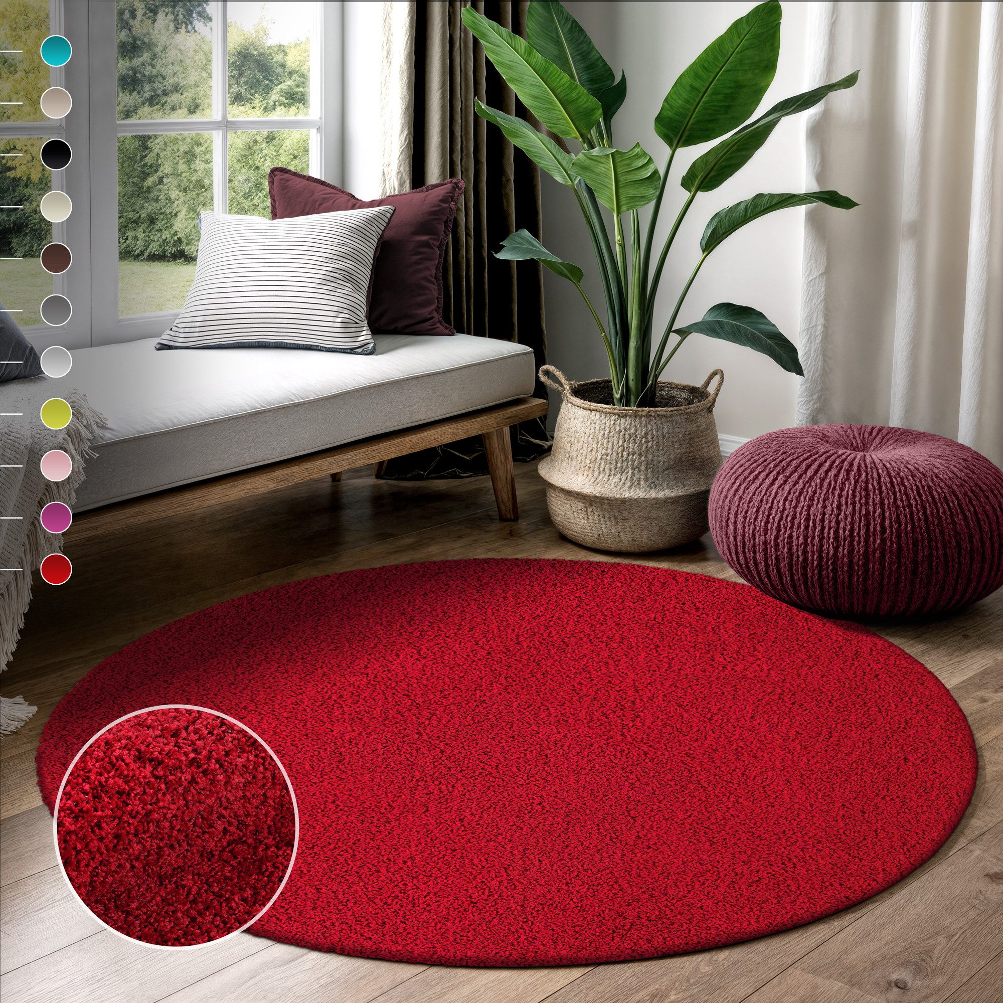 Sanat Hochflor-Teppich LOCA, auch als Läufer und in Rund, rund, Höhe: 30 mm, Wohnzimmer, Langflor, Shaggy, Schlafzimmer
