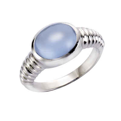 Jamelli Fingerring 925 Silber rhodiniert Quarz blau (beh)
