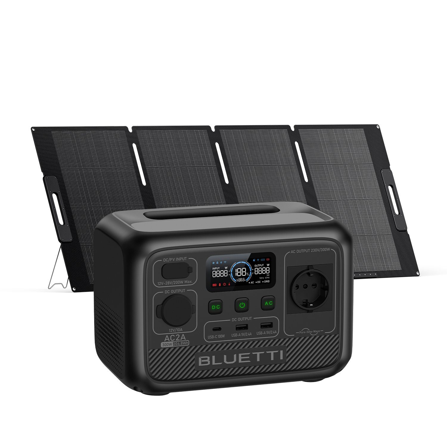 Stromerzeuger AC2A Tragbarer Power Generator mit Solarpanel