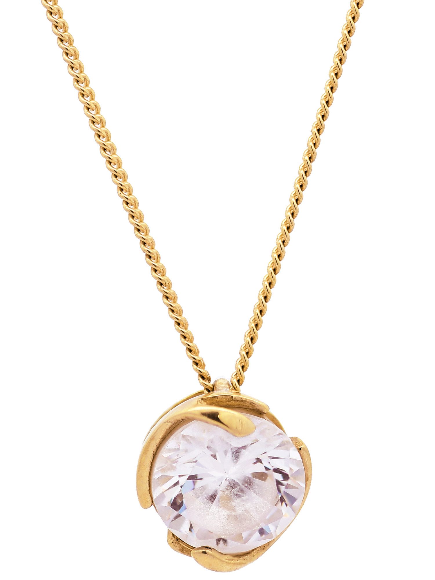 Kreuzanhänger Anhänger Zirkonia 375-9 Karat Gold mit vergoldeter Silberkette 36 cm