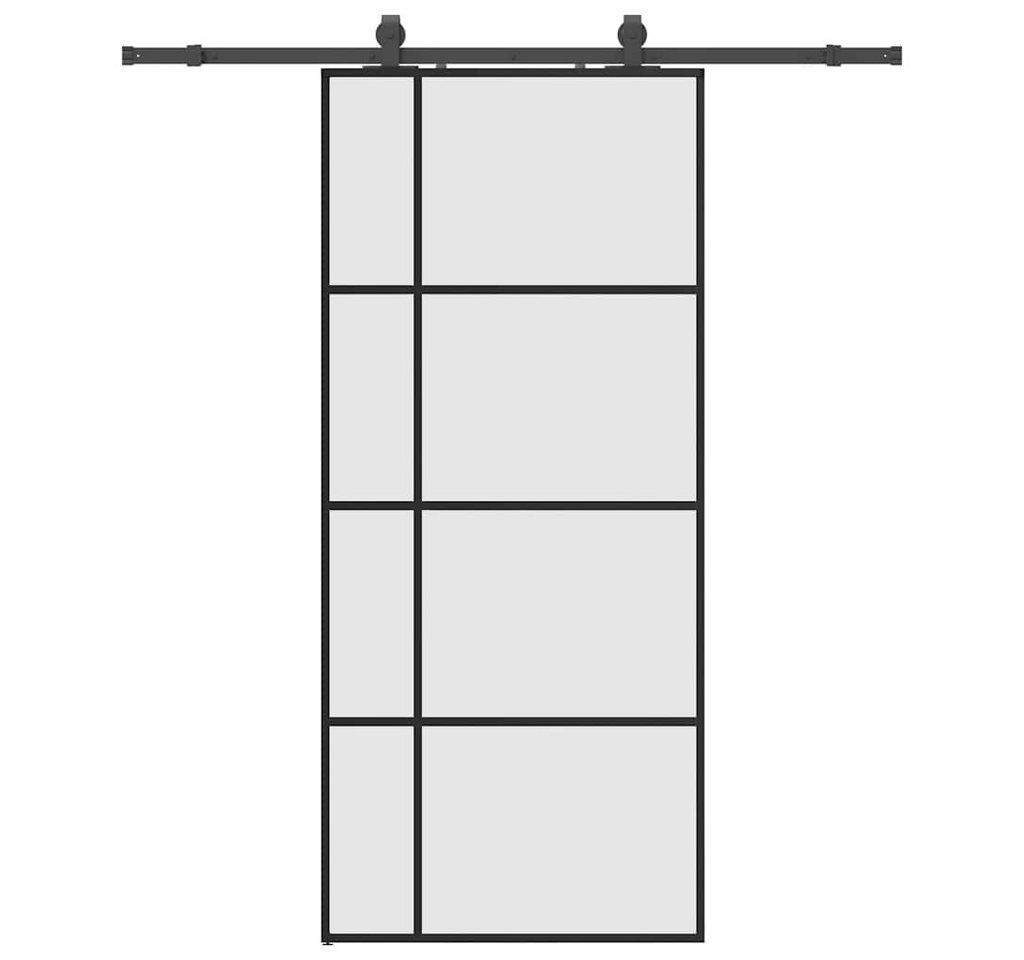 Thumbnail - vidaXL Schiebetür, Schiebetür mit Beschlag Schwarz 90x205 cm ESG-Glas