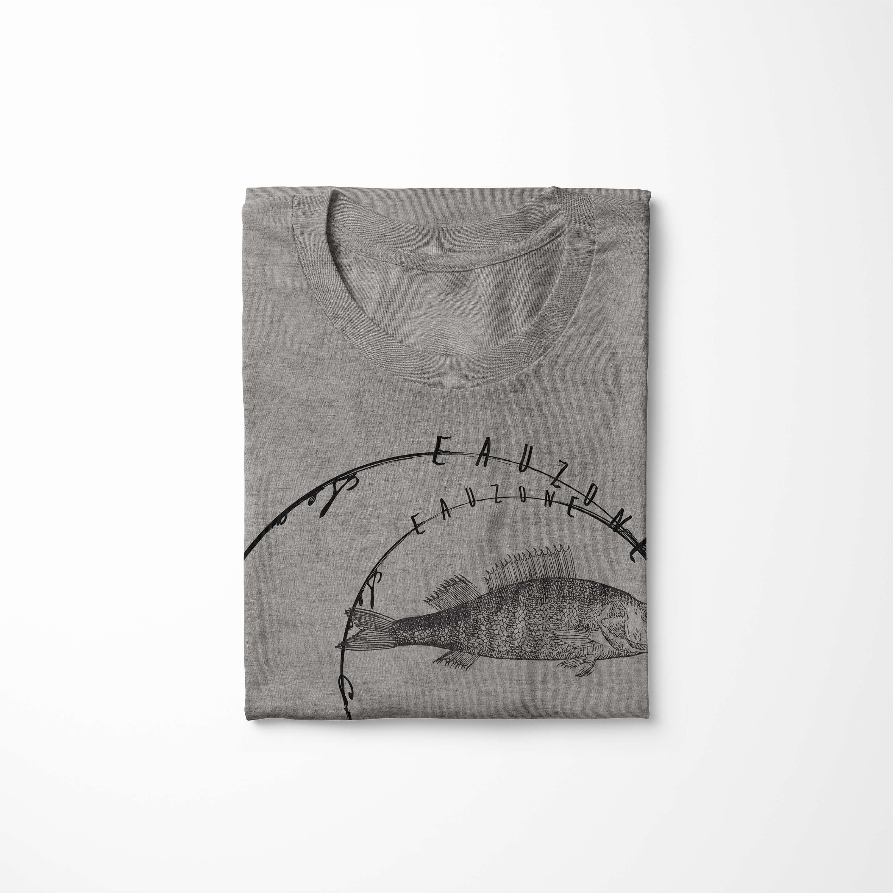 Serie: T-Shirt Sea Schnitt 076 Creatures, und Ash Fische T-Shirt Art Tiefsee Sinus sportlicher - Sea Struktur feine /