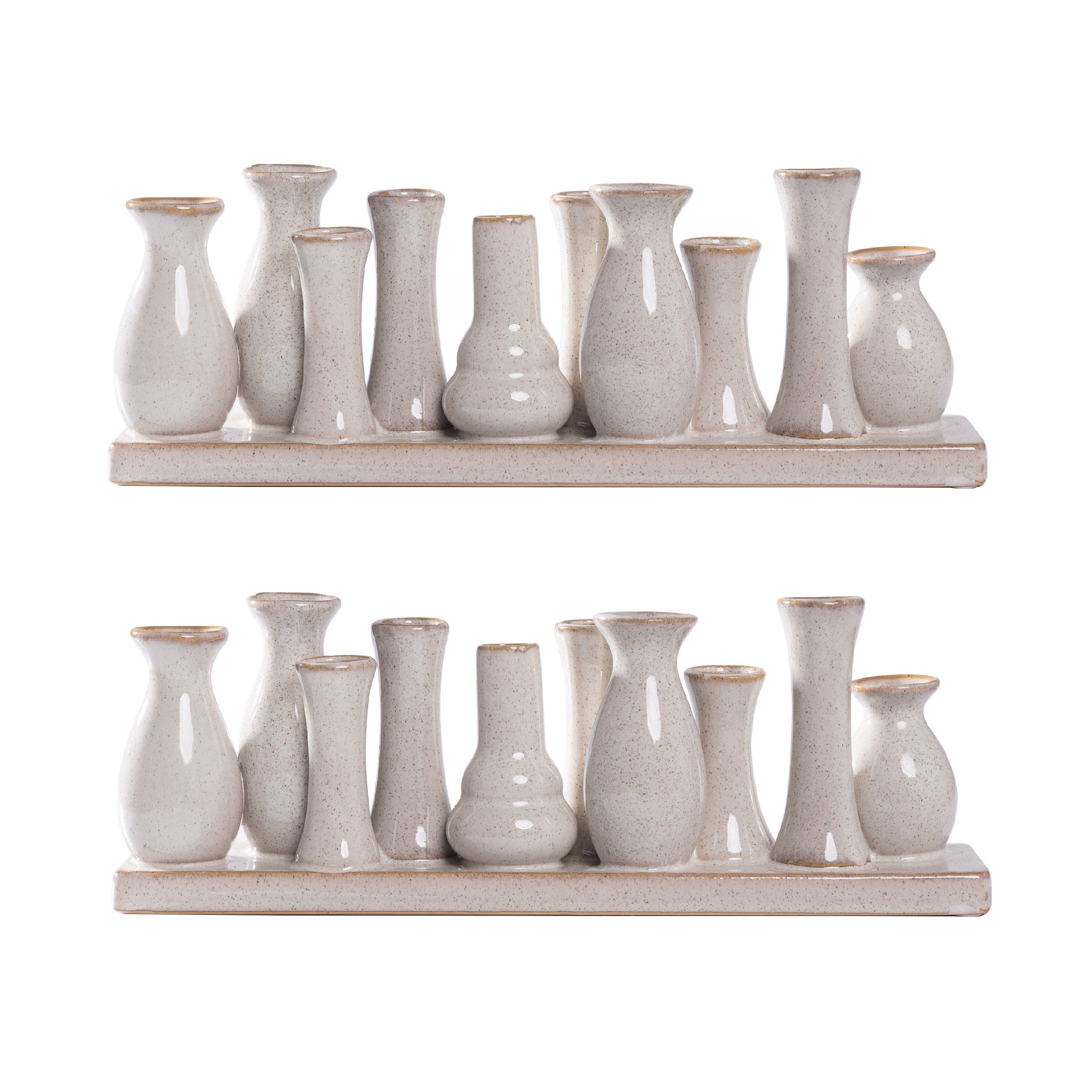 Jinfa Dekovase Jinfa Vasen auf festem Sockel, handgefertigte Blumenvasen, Antik-Weiß 2 Stück (22,49Euro/Stück)