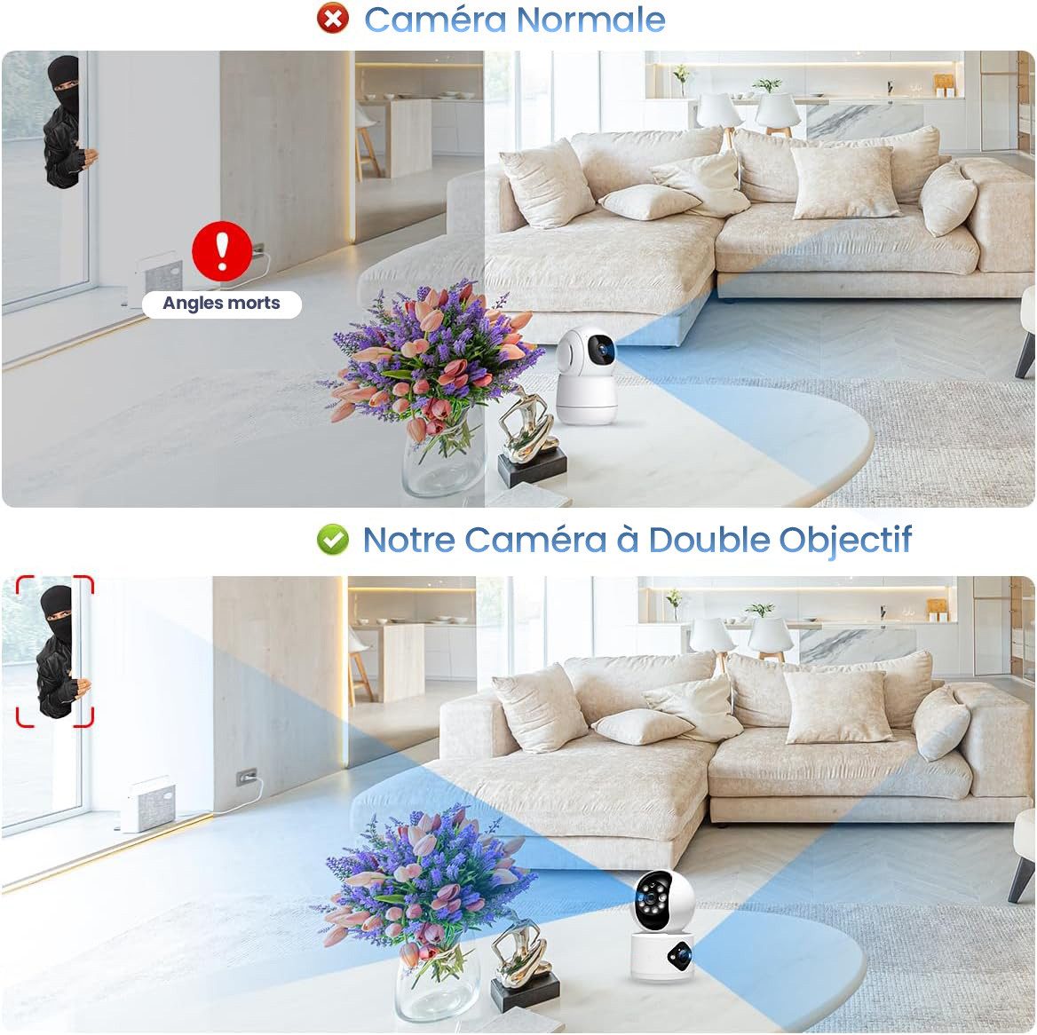 SWGOTA Überwachungskamera 2K+2K PTZ Dual-Linsen Überwachungskamera Innen,355°/90° WLAN Babyphone (2.4GHz WLAN Hundekamera, Farbnachtsicht, Automatischer Verfolgung, Sirene, 2-Wege-Audio, Automatische Verfolgung,2-Wege-Audio, Sirene, Modus Privat, mit KI Mensch/Tier, Farbnachtsicht, PTZ WLAN Überwachungskamera Innen)