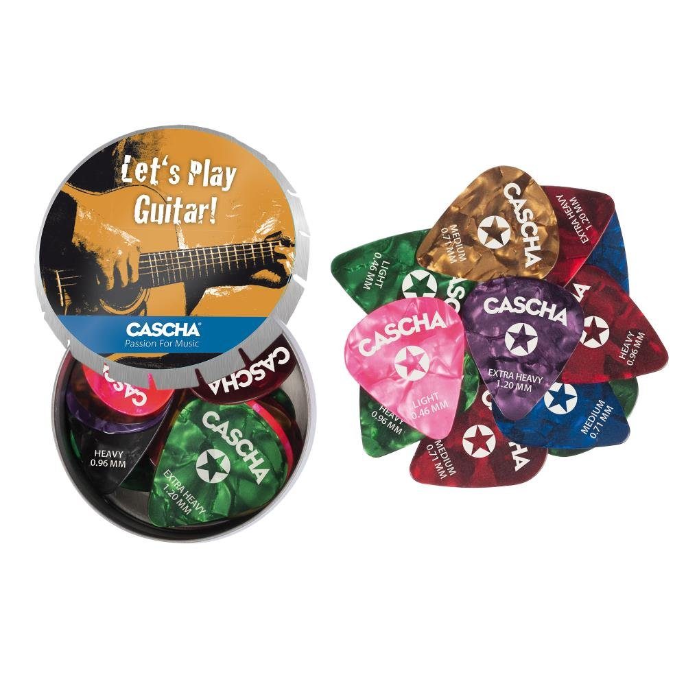 Cascha Plektrum HH 2293 Guitar Pick Box Set (Mixed), 24 Stück in Metallbox