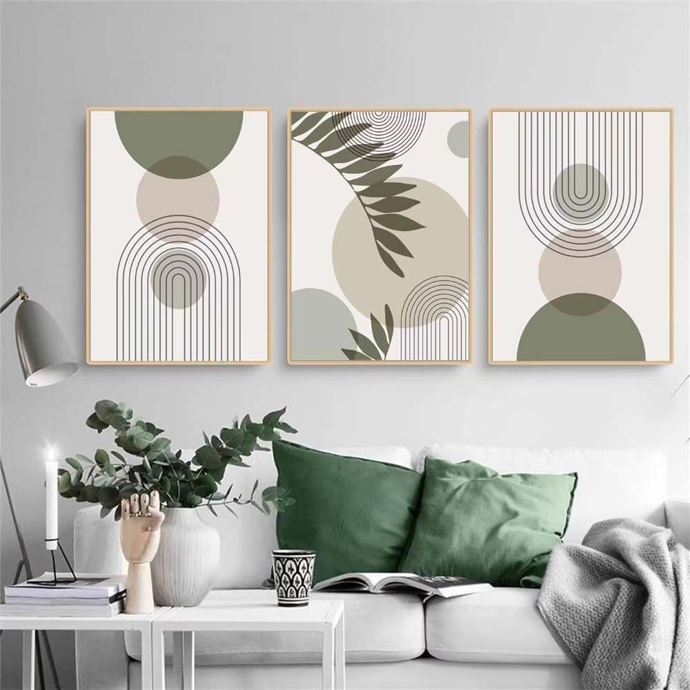 trends for living Wandbild Wandbild 3er Set abstrakte grüne Pflanzen Leinwand ohne Rahmen 50x70cm, (3 St)