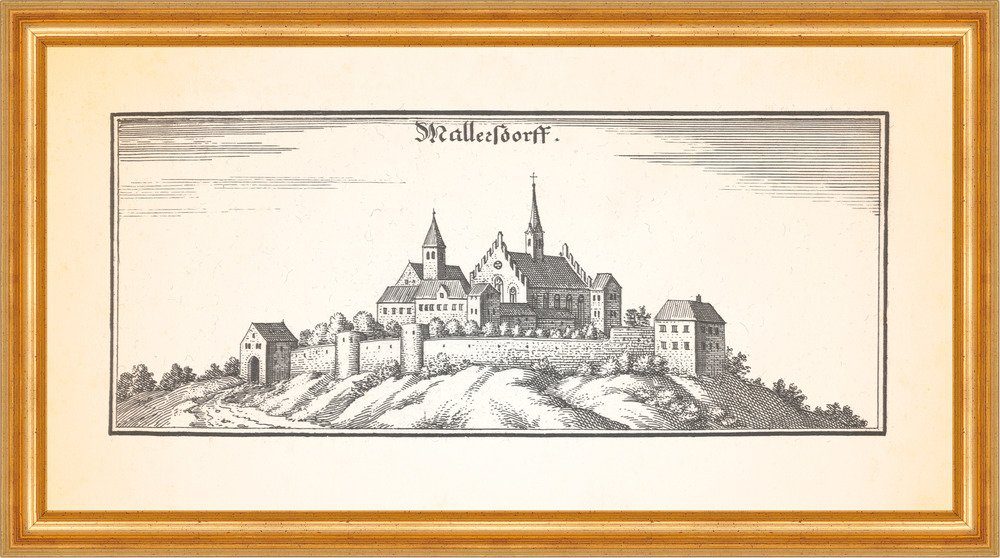 Kunstdruck Mallersdorf Franziskanerinnenkloster Kastell Kupferstich Merian 0343 G