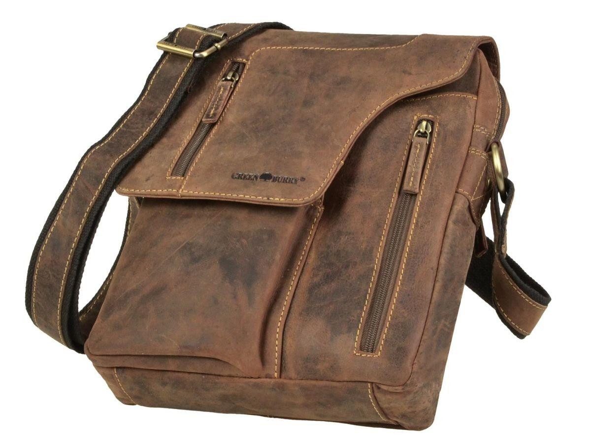Greenburry Umhängetasche "Vintage" Leder, used Look, Schultertasche, Herrentasche, 25x30cm