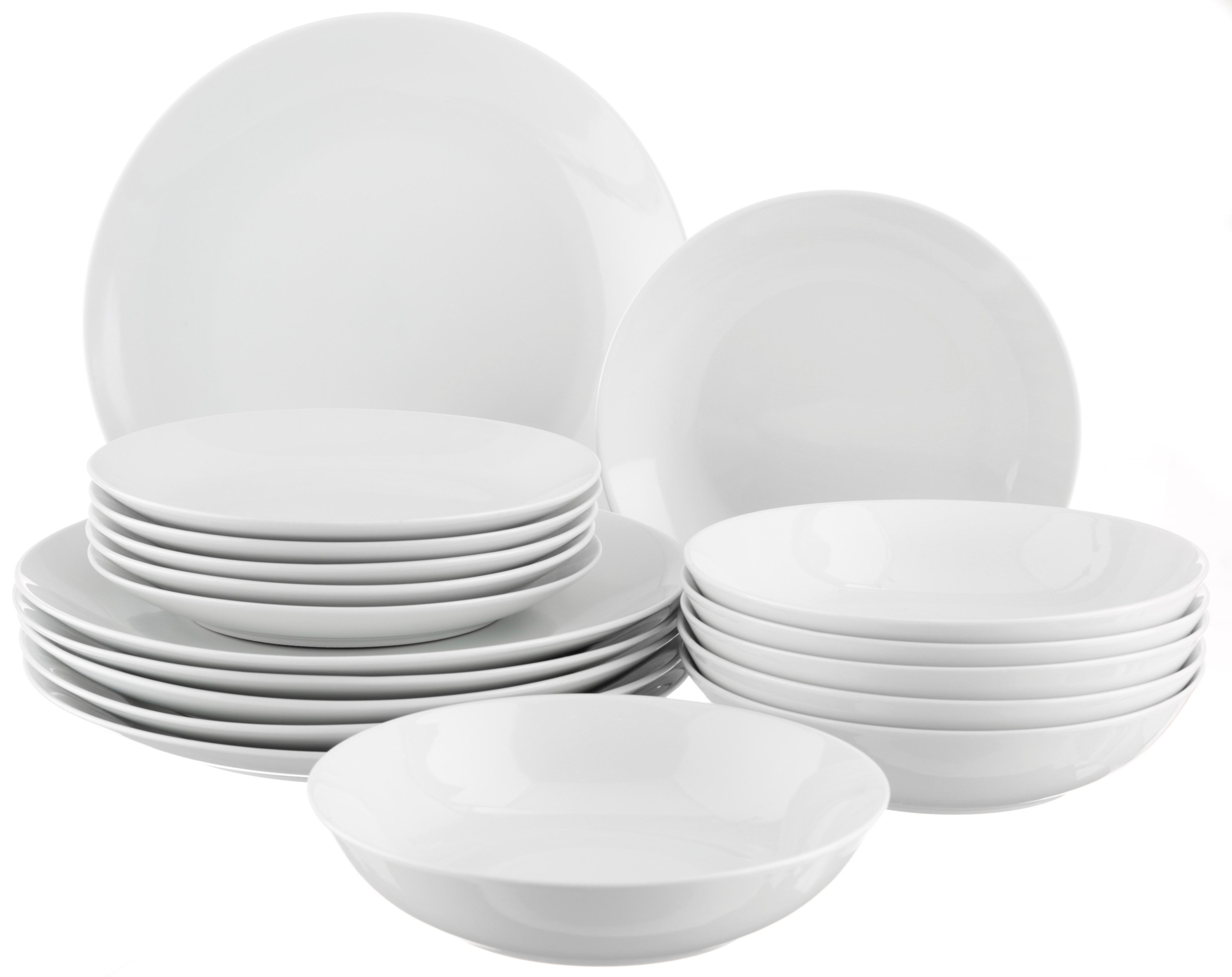 OTTO home Tafelservice Alff (18-tlg), 6 Personen, Porzellan, Teller Set, Geschirr-Set, harmonische, trendige Coupeform