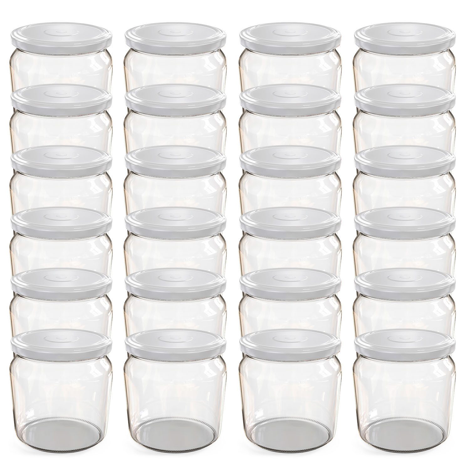 Oputec Einmachglas 24x 360ml Einmachgläser mit Schraubdeckel TO 82 Weiß Marmeladengläser