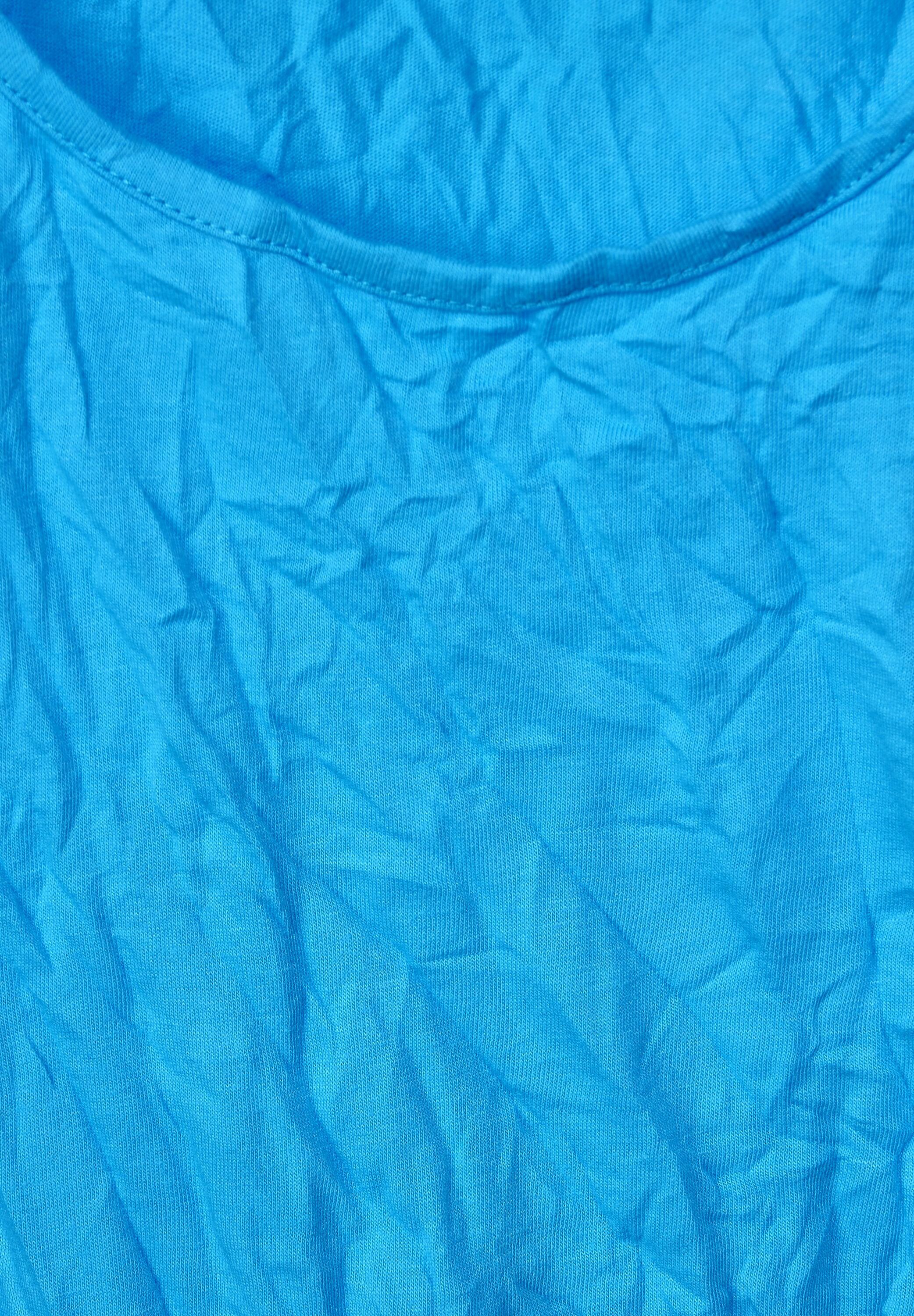 STREET ONE Rundhalsshirt blue Materialmix splash softem aus