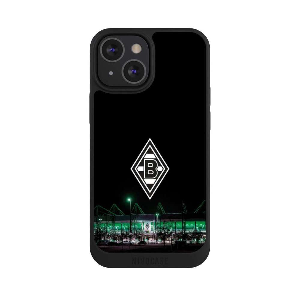 NIVOCASE Handyhülle Borussia Mönchengladbach Offizielles Lizenzprodukt Stadion, Apple iPhone 13 Mini Handyhülle Hülle NIVOpure Case Schwarz