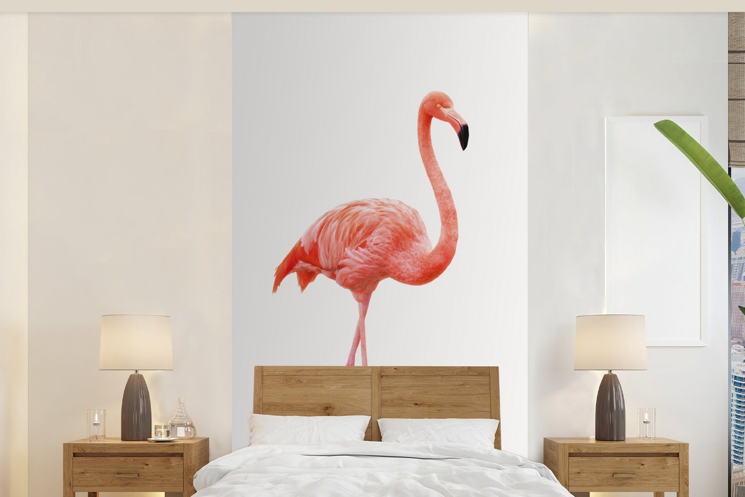 MuchoWow Fototapete Flamingo - Rosa - Vogel - Mädchen - Jungen - Kind, Matt, bedruckt, (2 St), Vliestapete für Wohnzimmer Schlafzimmer Küche, Fototapete