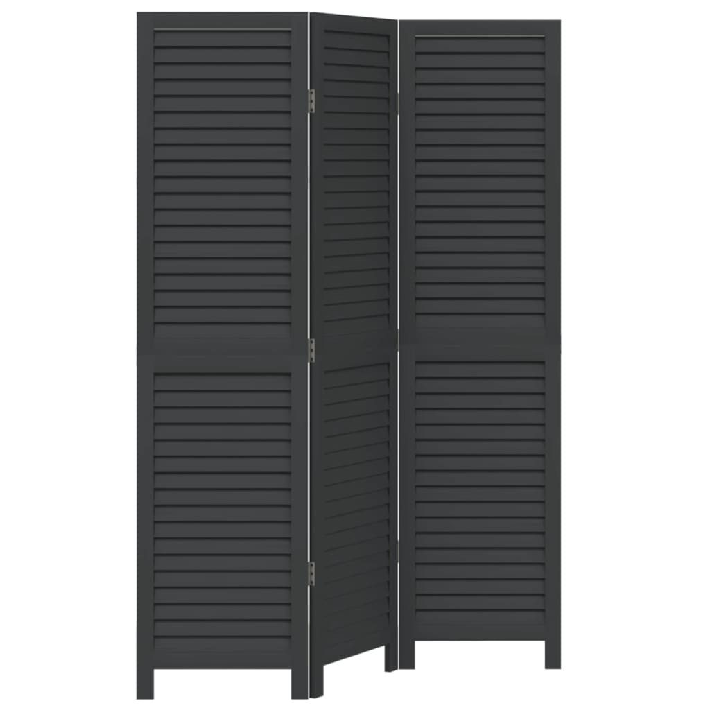 vidaXL Paravent 40 x 160 cm Paravent Trennwand 3-tlg Raumteiler Schwarz Massivholz Pau