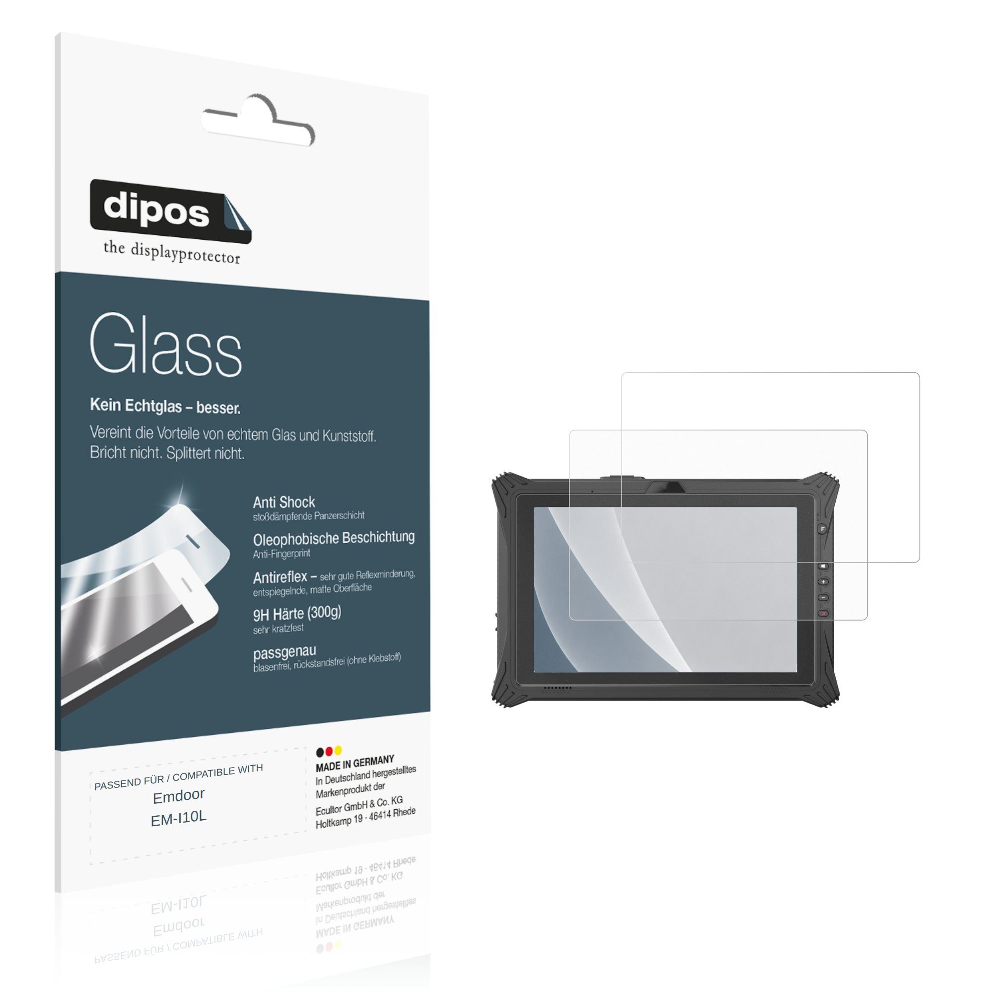dipos Displayschutzfolie Schutzfolie für Emdoor EM-I10L, 2 Stück, Displayschutz Schutz Folie Made in Germany