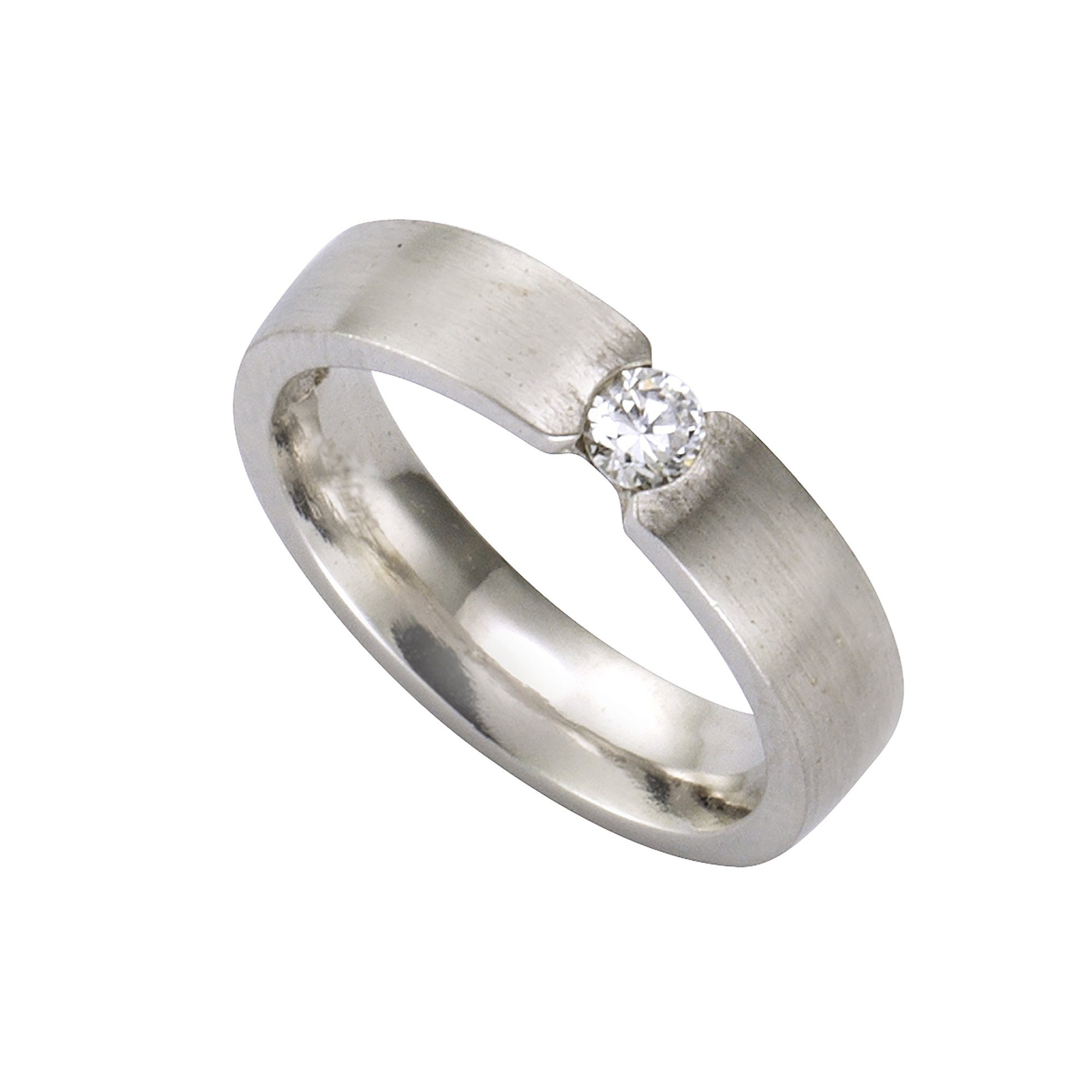 Zeeme Fingerring 925 Silber rhodiniert mattiert Zirkonia