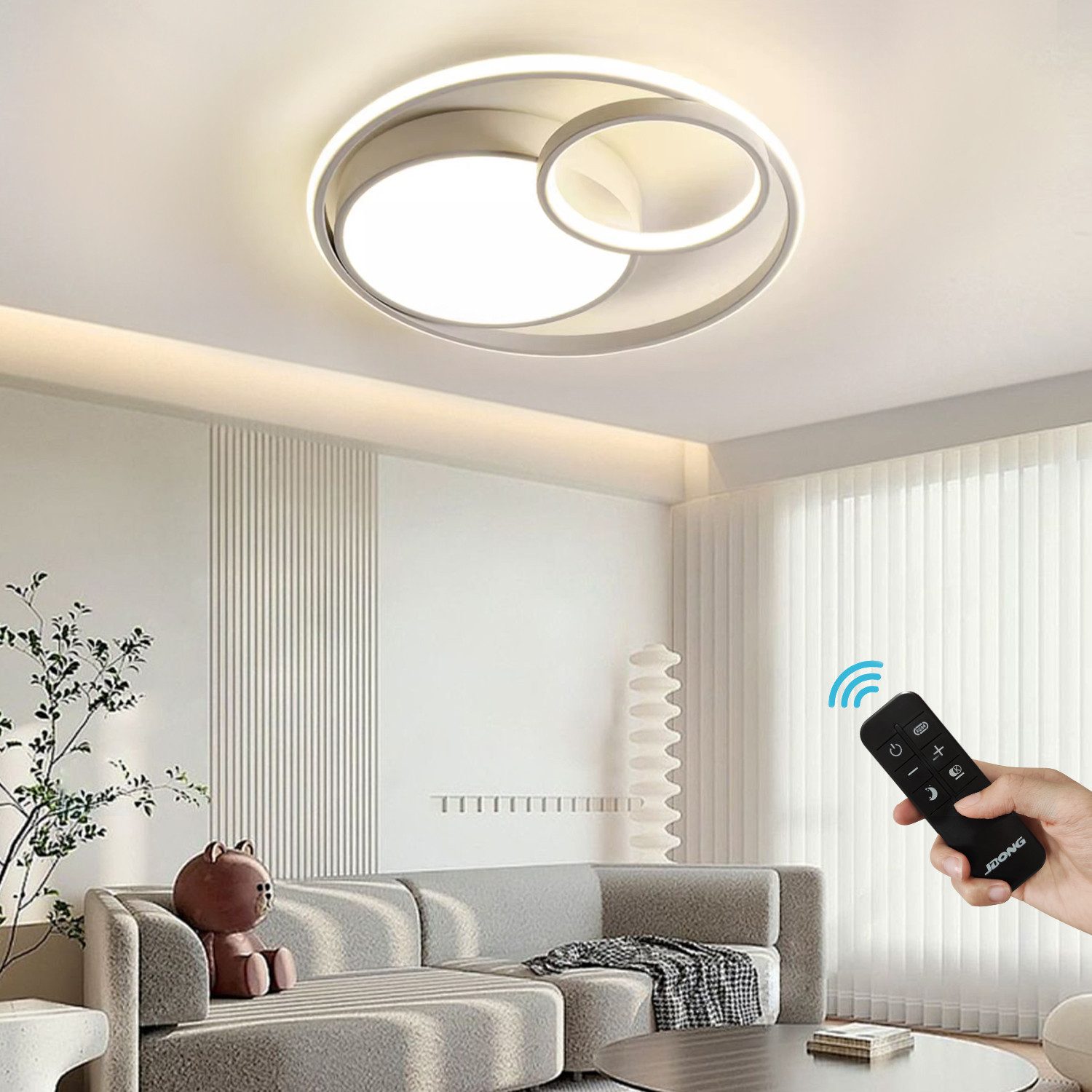 JDONG LED Deckenleuchte 50CM/52CM/60CM Deckenlampe Dimmbar Mit Fernbedienun günstig online kaufen