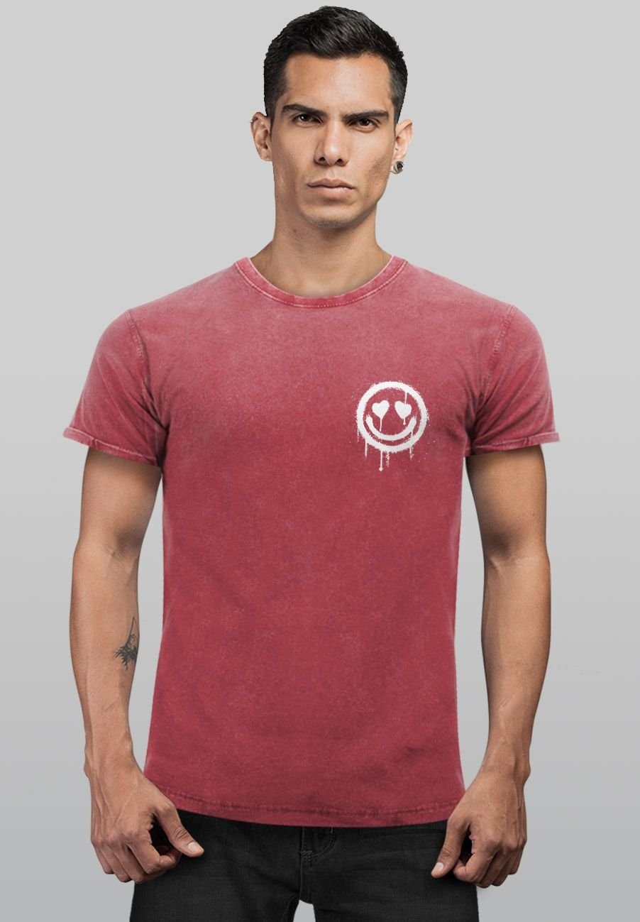 Herz- Drippy Vintage Drip Face rot Smile Shirt Neverless mit Aufdruck Motiv Print Print Print-Shirt Herren