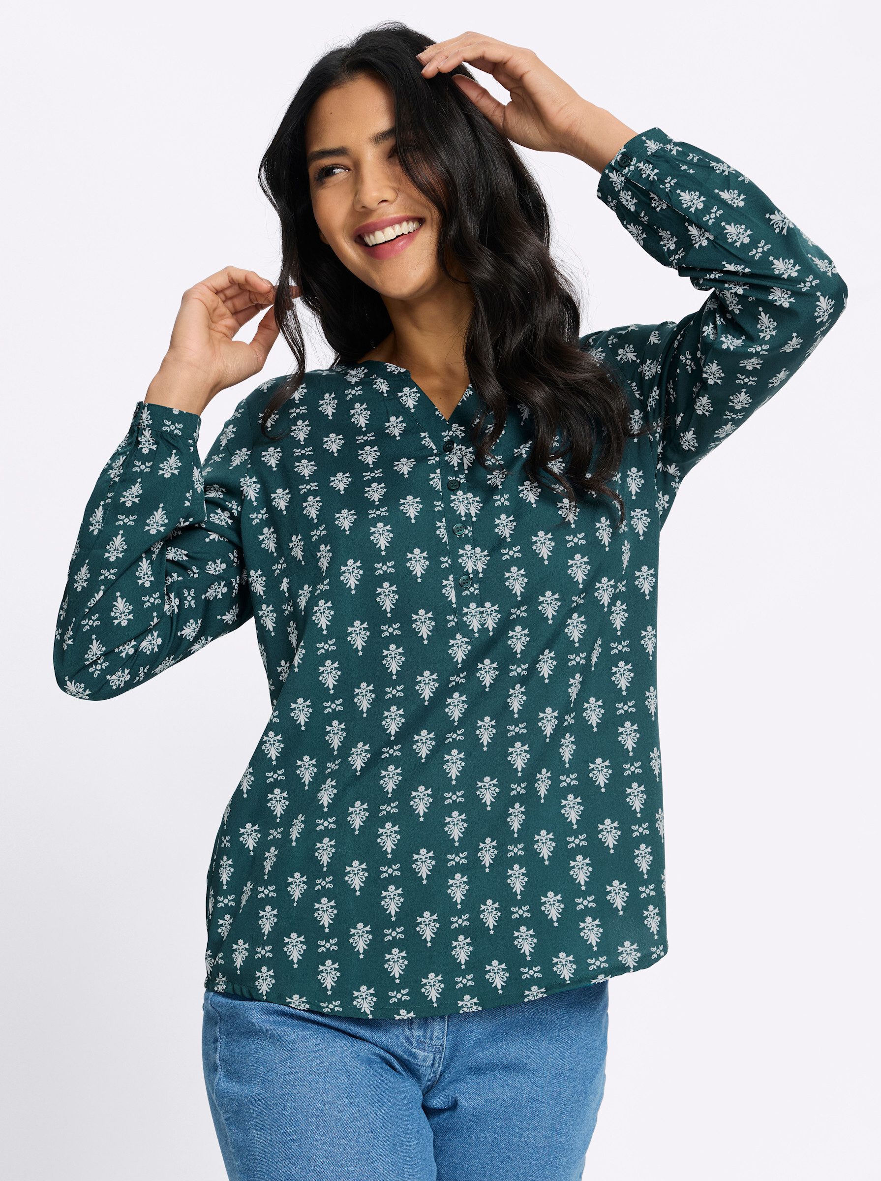 Sieh an! Klassische Bluse Schlupfbluse Langarm