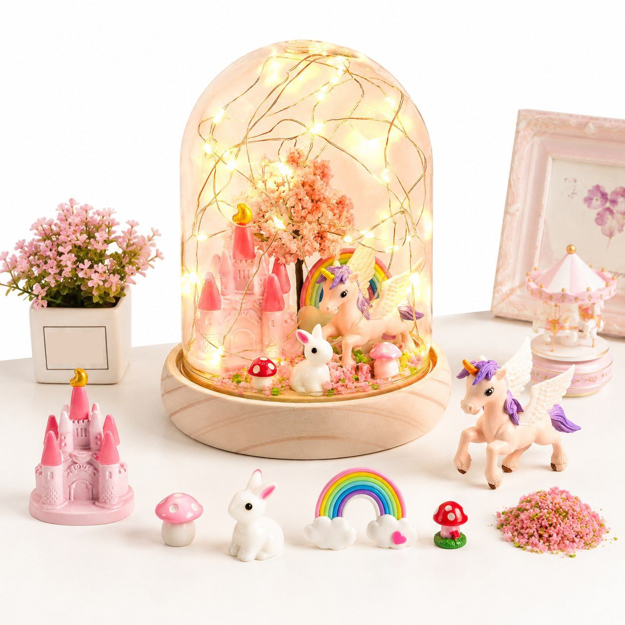 Wootoy Kreativset Einhorn Nachtlicht Bastelset Kinder DIY LED-Nachtlicht, (mit Bebilderte Schritt-für-Schritt-Anleitung, 1-tlg., verbindet kreatives Gestalten mit spielerischem Lernen), Geschenkidee für Kinder und Einhorn-Fans mit dekorativem Mehrwert