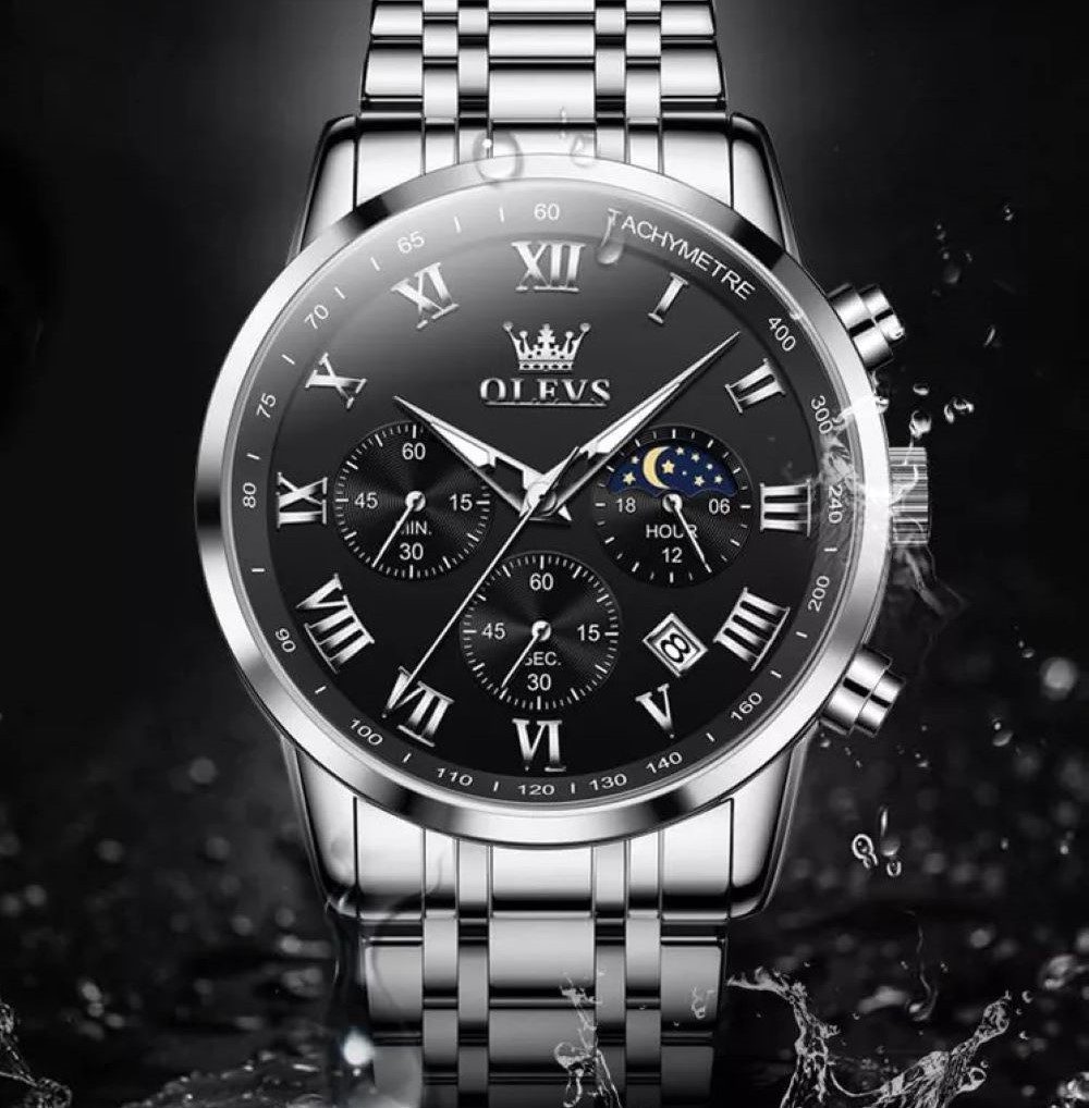 OLEVS Quarzuhr Herrenuhr Olevs Chronograph Tag-Nacht Anzeige und Edelstahla günstig online kaufen