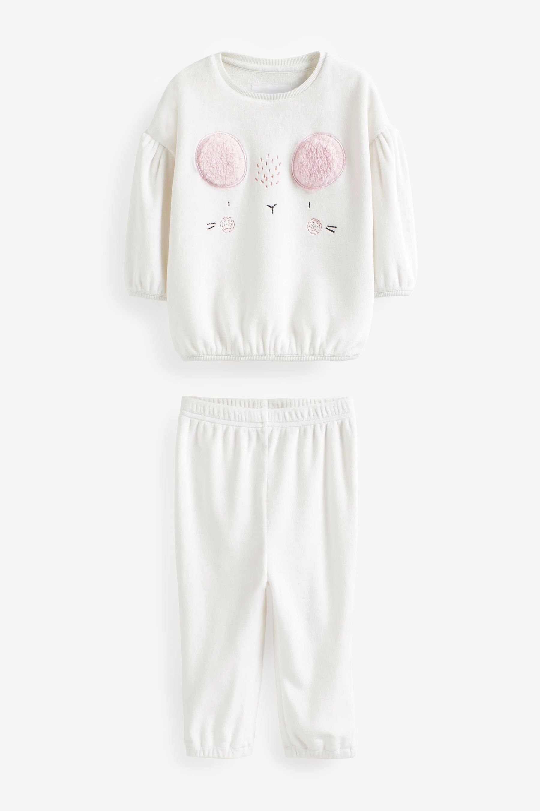 Next Pyjama Bequemer Pyjama (2 tlg) Ecru Cream Mouse