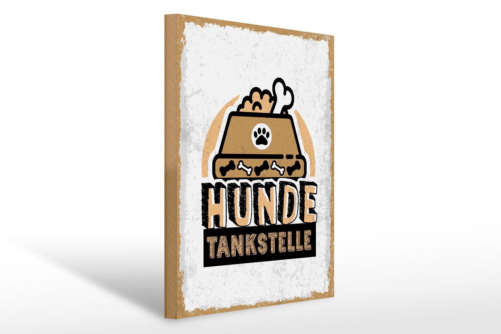 Femer GmbH Holzbild Hinweis 30x40 cm Hundetankstelle Tiere, (1 St), Glatte Holzfaserplatte (MDF), vorn beschichtet
