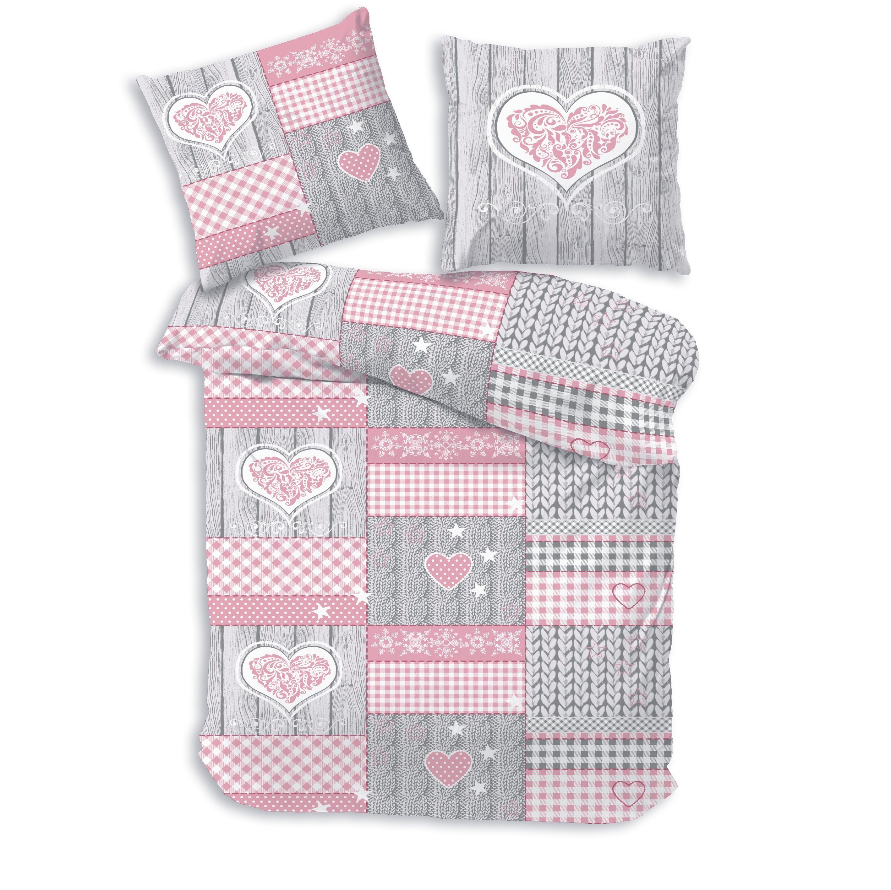 Träumschön Bettwäsche Premium Biber 135x200 cm oder 155x220 cm, Herz im Okt günstig online kaufen