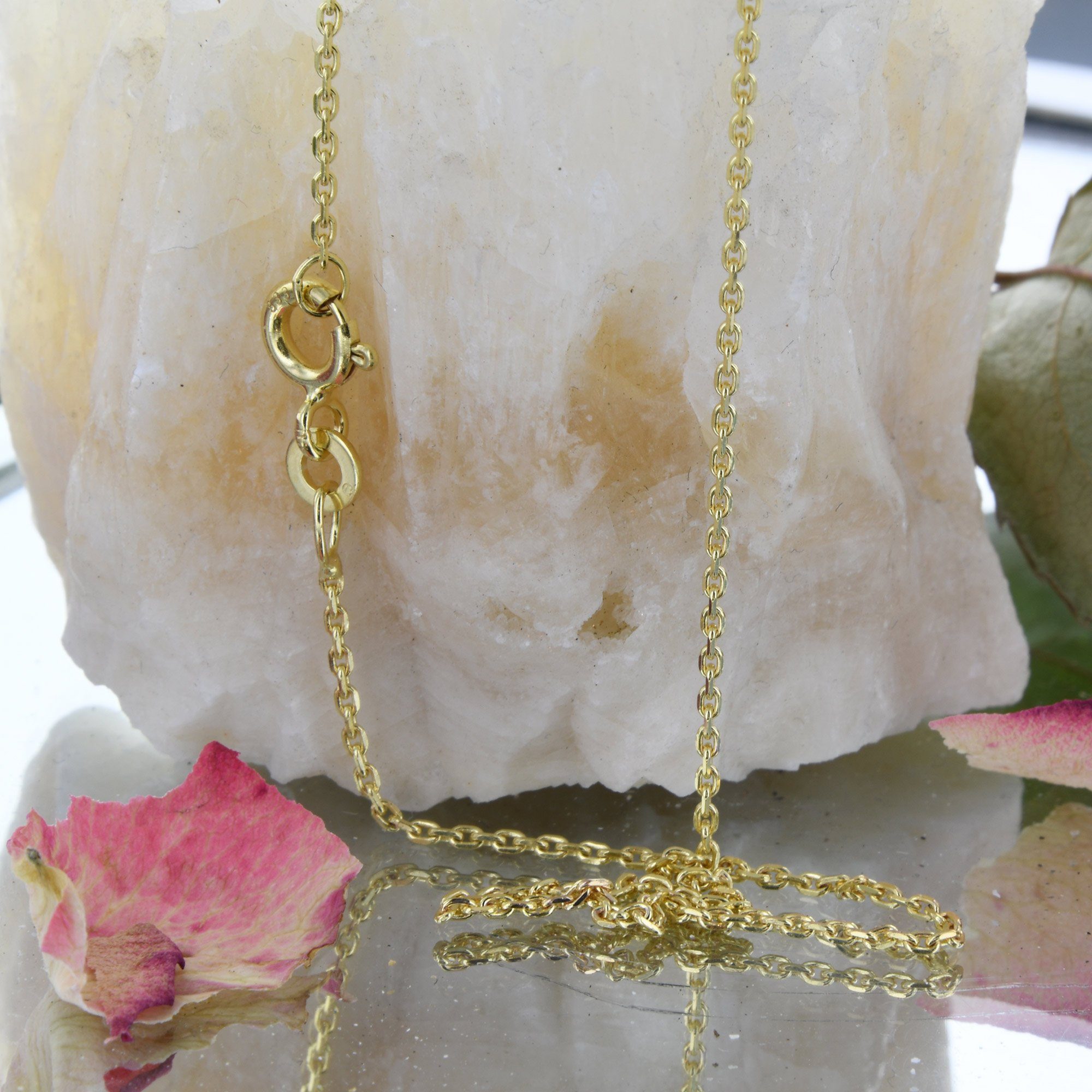 HOPLO Goldkette Goldkette Ankerkette diamantiert Breite 1,2 mm 36 cm 333-8 Karat Gold, Made in Germany – Bild 5 von 5