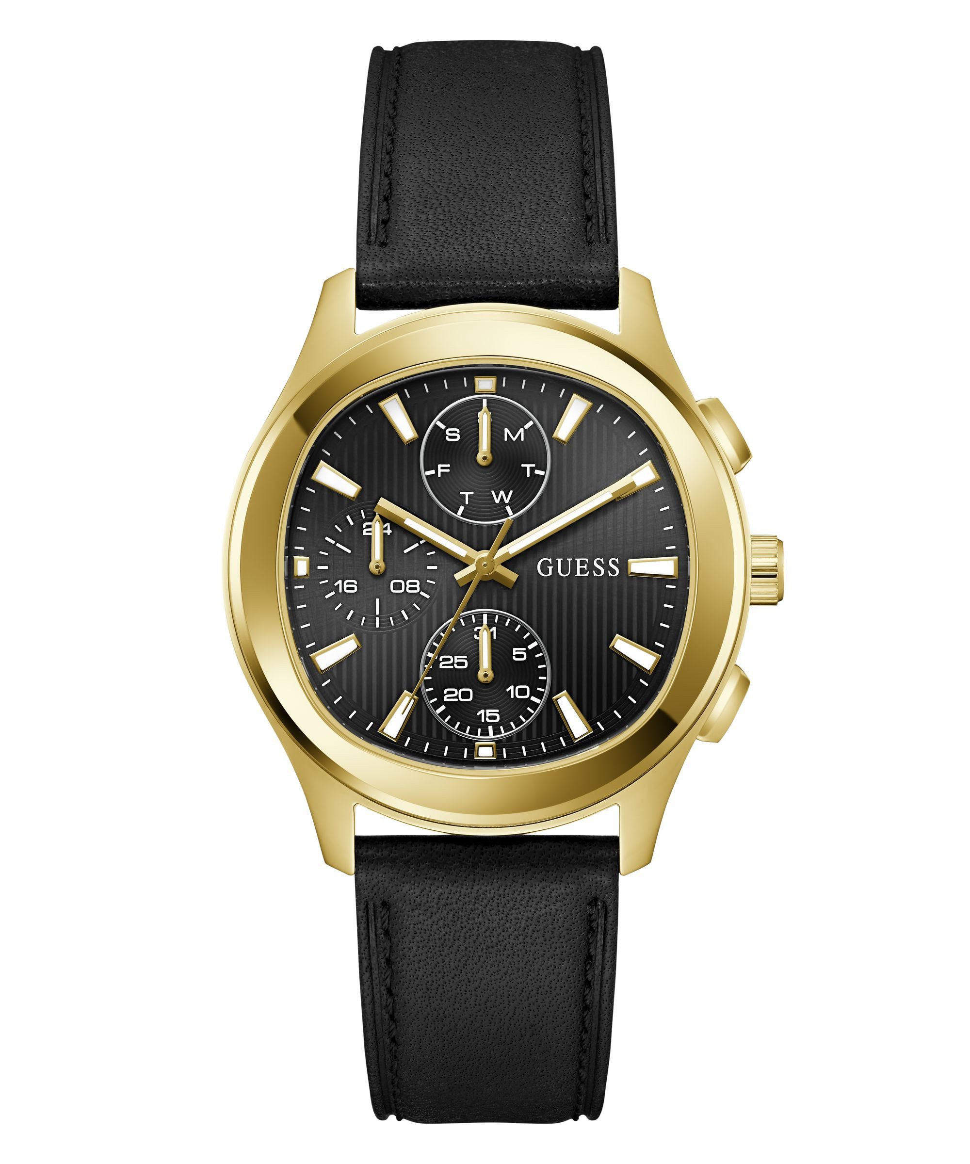 Guess Multifunktionsuhr PALMER GW1049G2, Quarzuhr, Armbanduhr, Herrenuhr, Lederarmband, analog, Wochentag, Tag