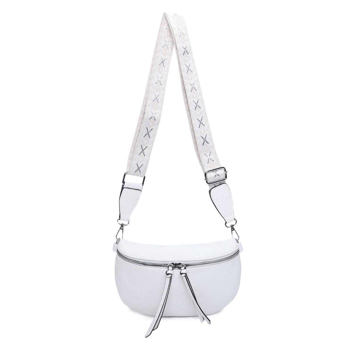 ITALYSHOP24 Bauchtasche Damen Gürteltasche Brusttasche CrossBody, Schultertasche, CrossOver, Umhängetasche, Hüfttasche