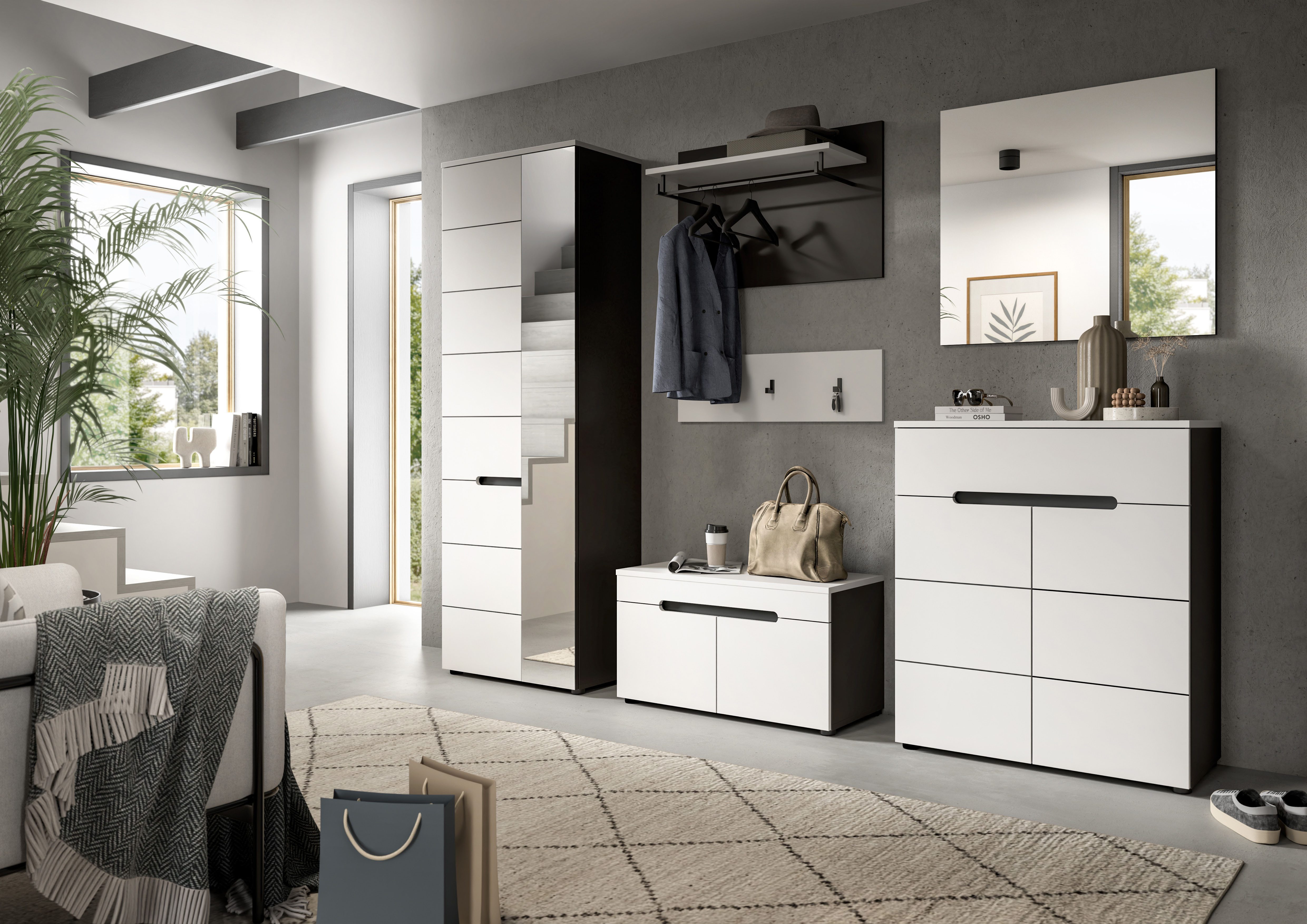 Home affaire Sitzbank REHAT, TOPSELLER!, Breite 80cm, 2 Türen, 2 Fächer (in verschiedenen Farben erhältlich), Garderobenbank, Flurbank, Dielenbank, Bank mit Sta – Bild 5 von 5