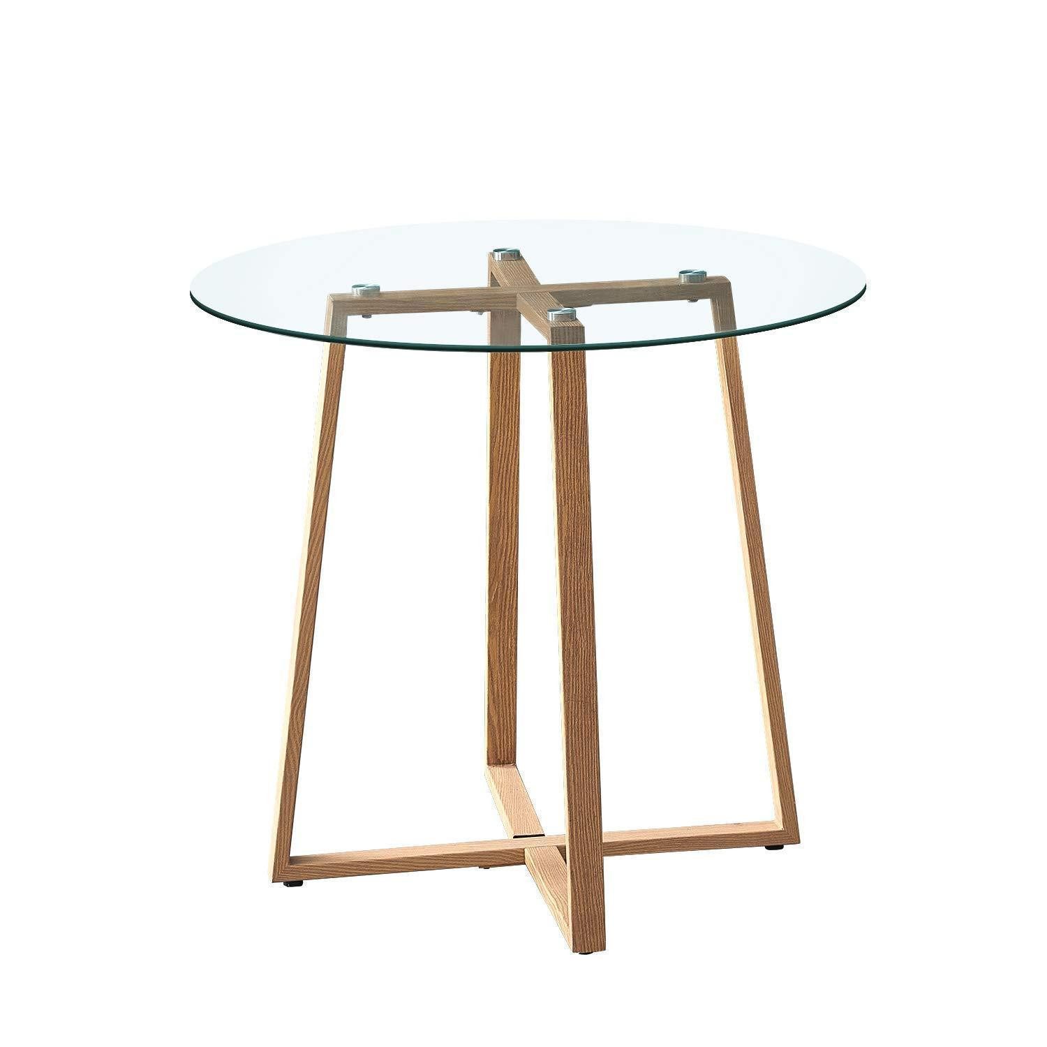 LuxusKollektion Esstisch Esstisch Glas rund skandinavisch 75x80cm Nur Tabelle Glas Tisch (1-St)