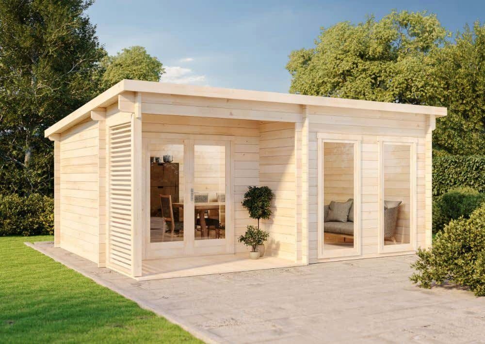 Alpholz Gartenhaus Holz Orkus Natur 44mm Wandstärke, BxT: 558x438 cm, in Naturbelassen mit 44mm Wandstärke